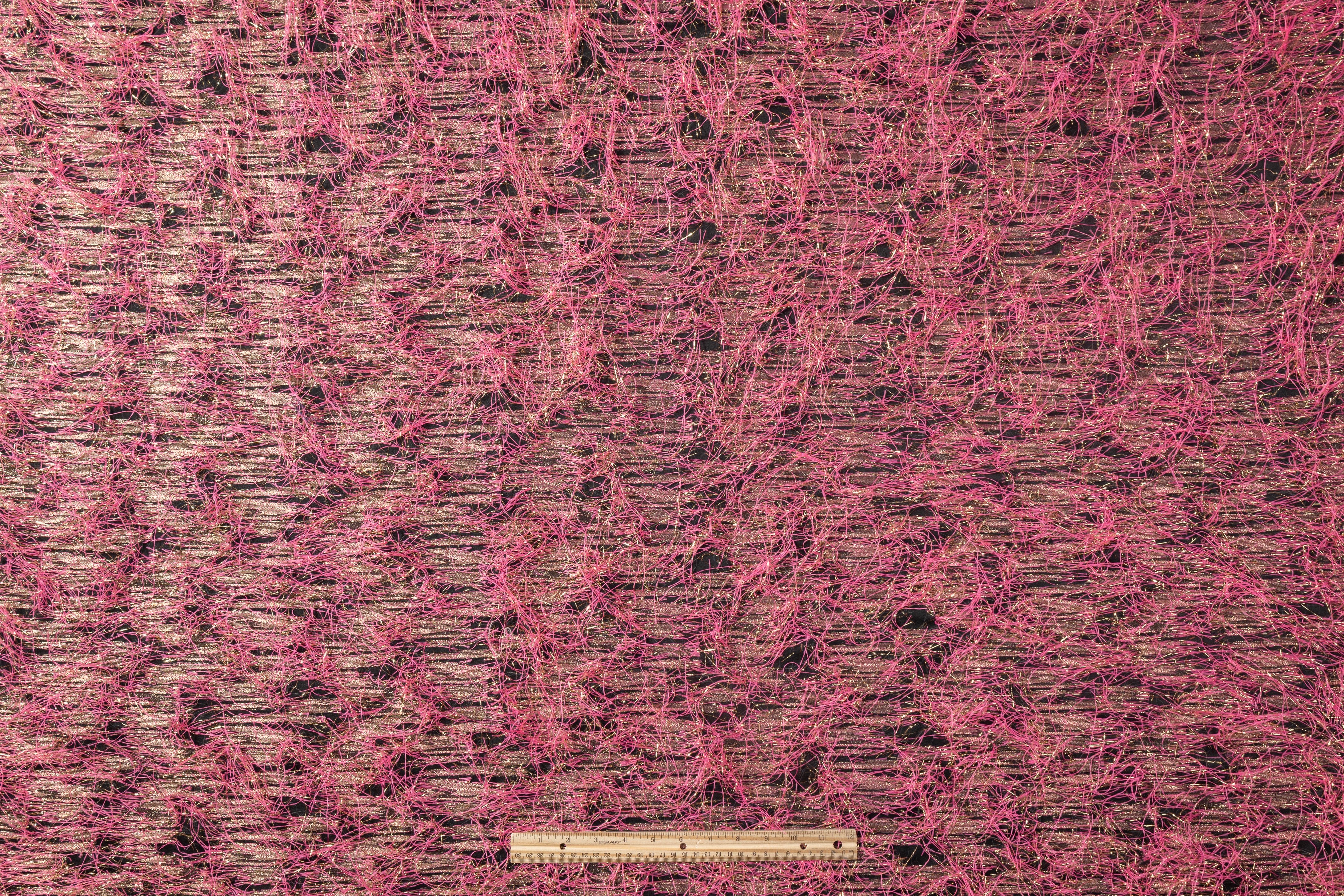 Fringed Metallic Italian Jacquard - Pink / Gold / Black