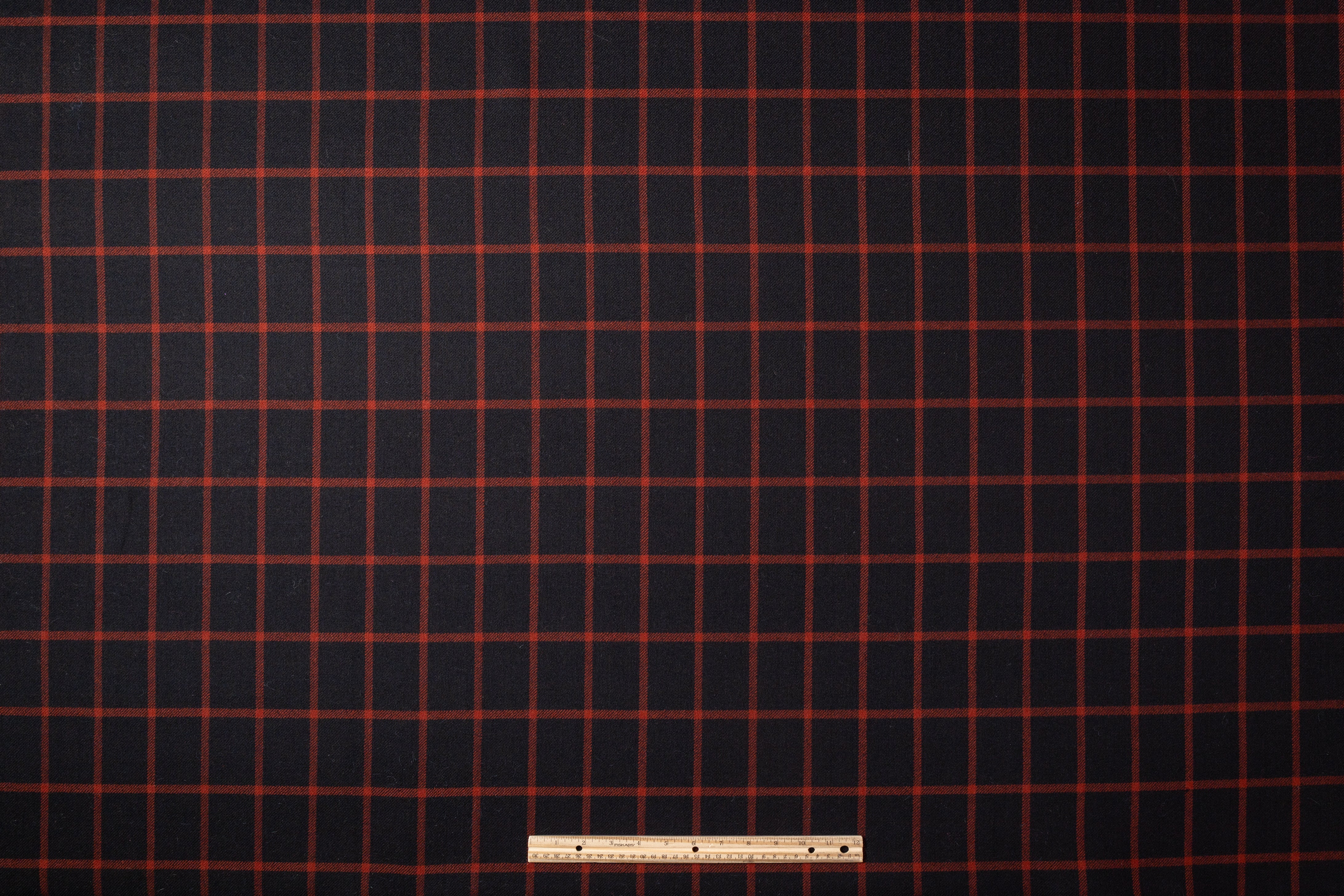 Double Faced Italian Wool Coating - Black / Red