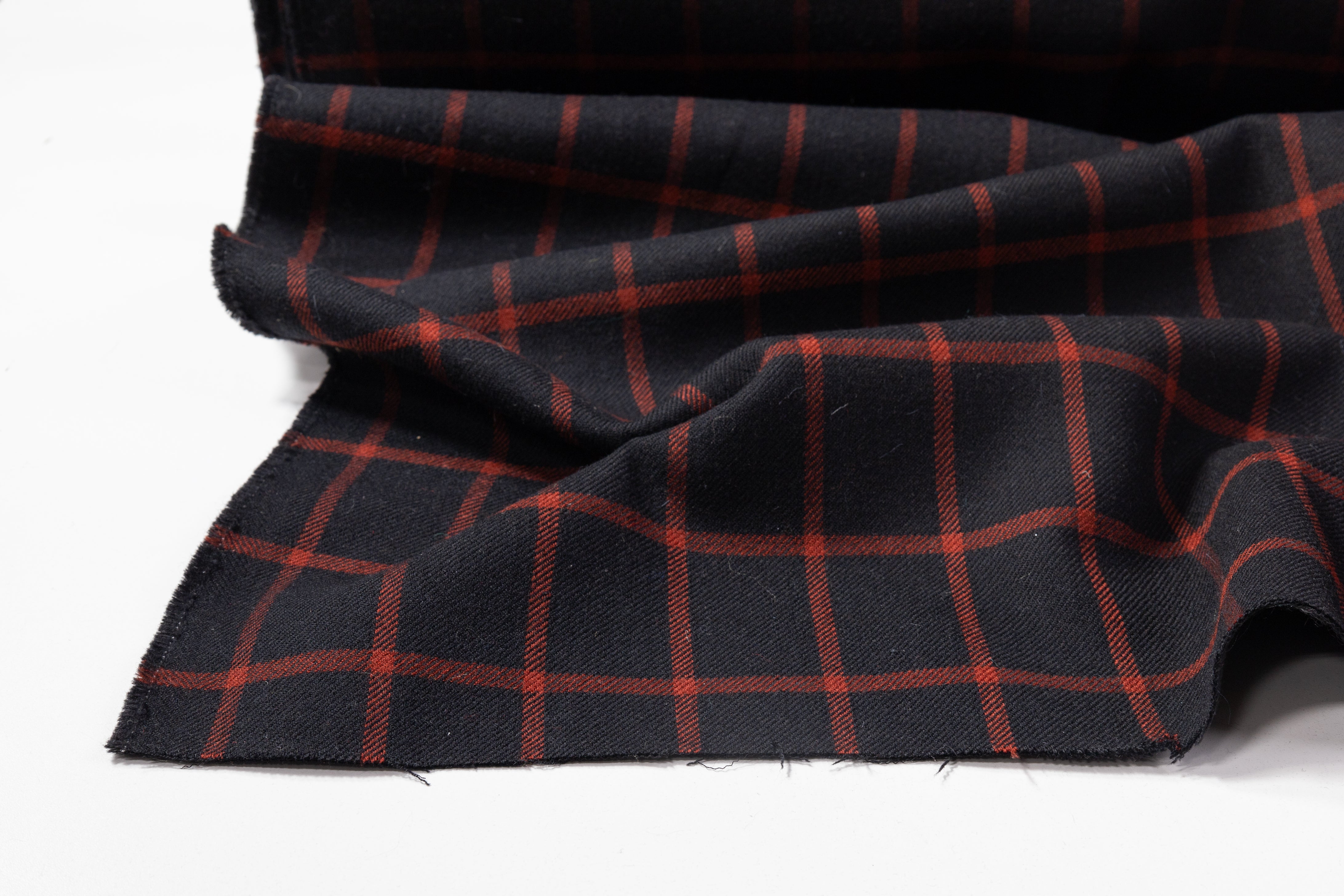 Double Faced Italian Wool Coating - Black / Red
