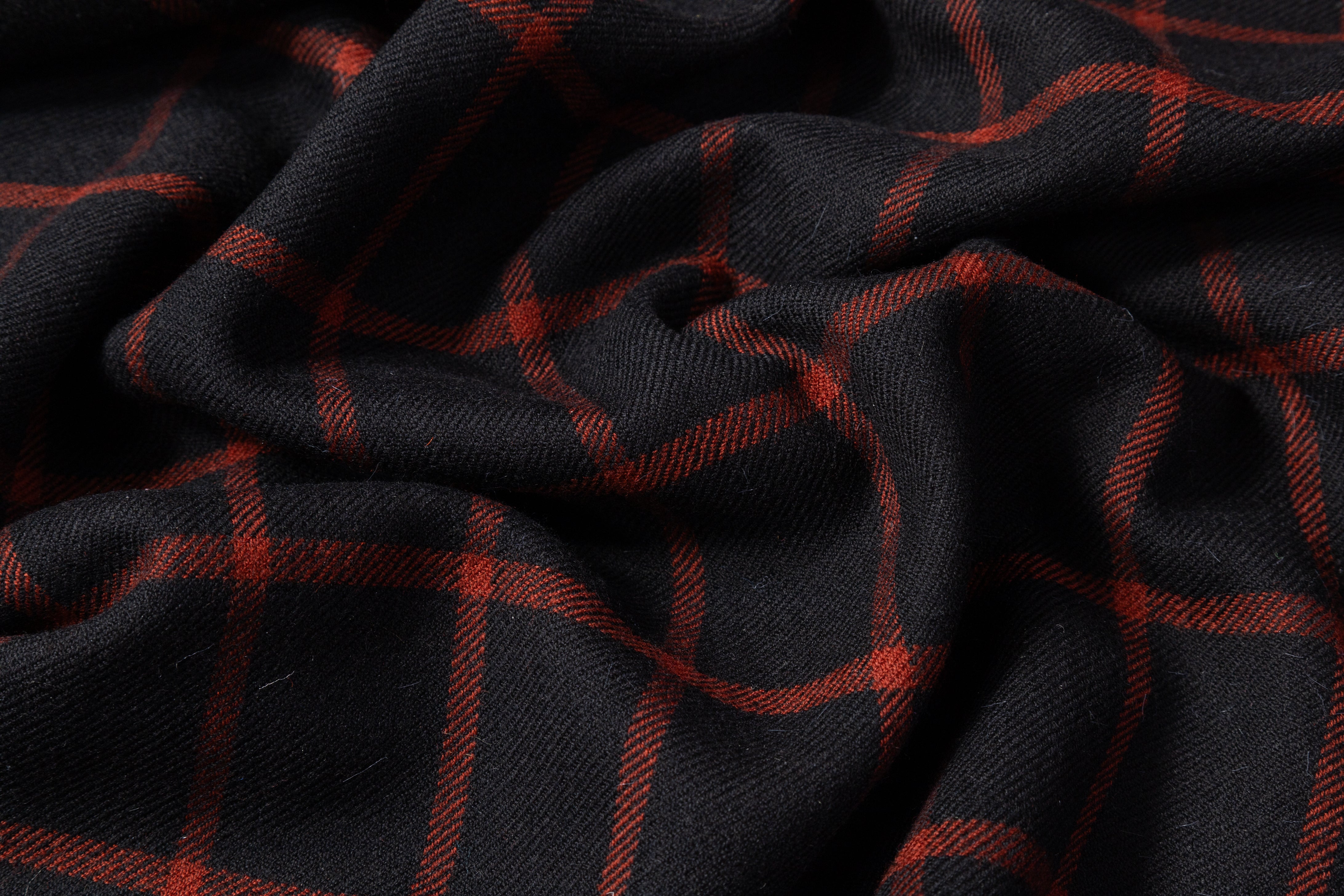 Double Faced Italian Wool Coating - Black / Red