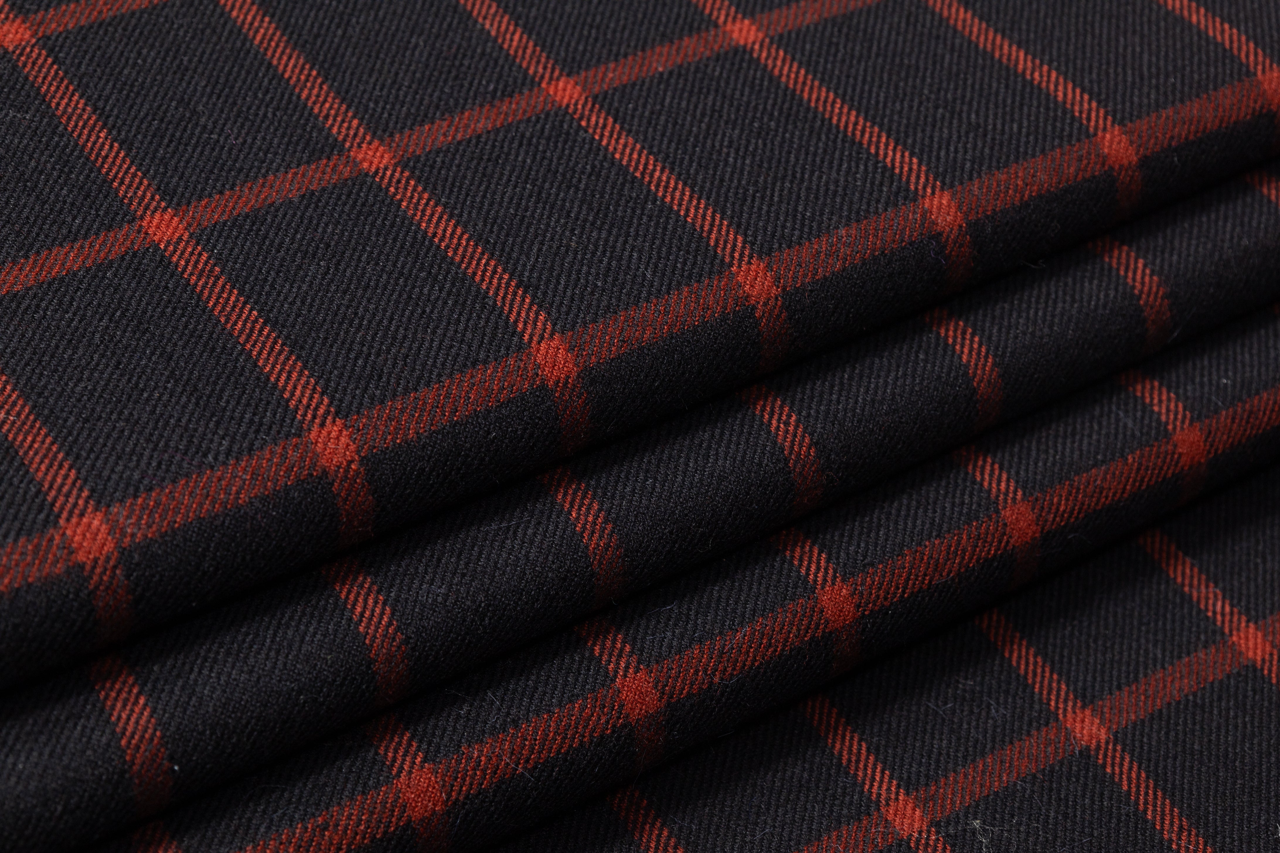 Double Faced Italian Wool Coating - Black / Red