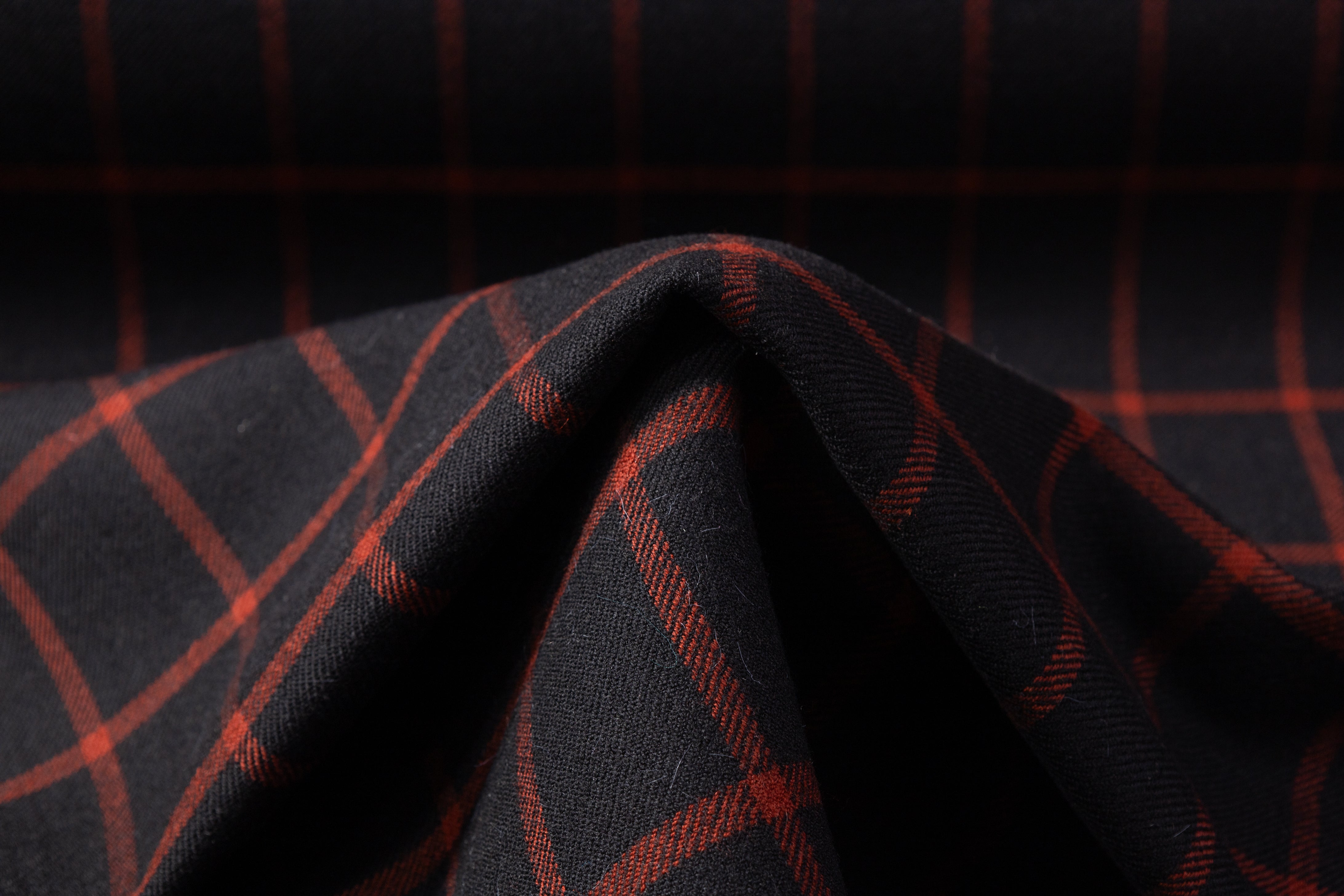 Double Faced Italian Wool Coating - Black / Red