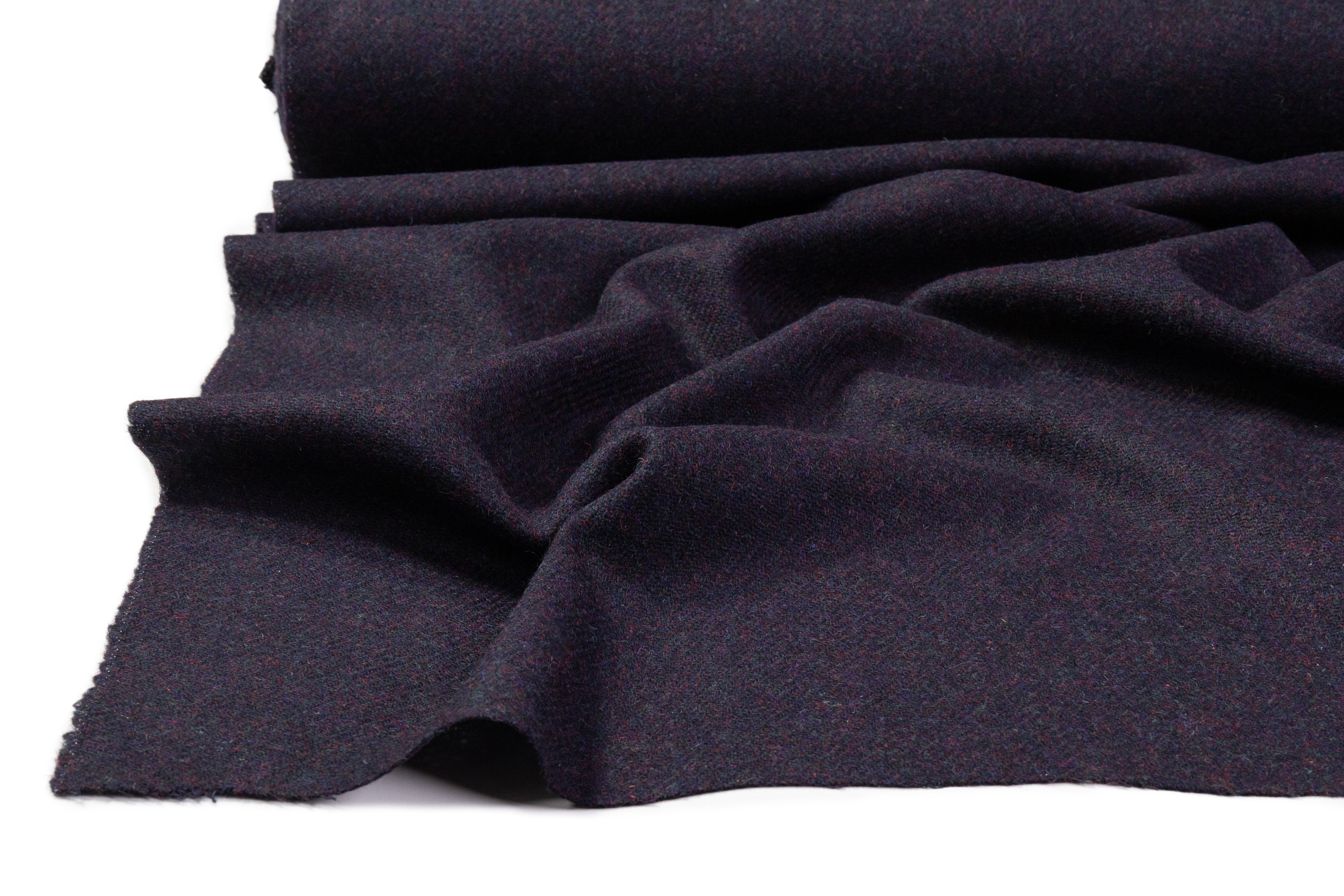 Heathered Italian Wool Twill Coating - Deep Purple