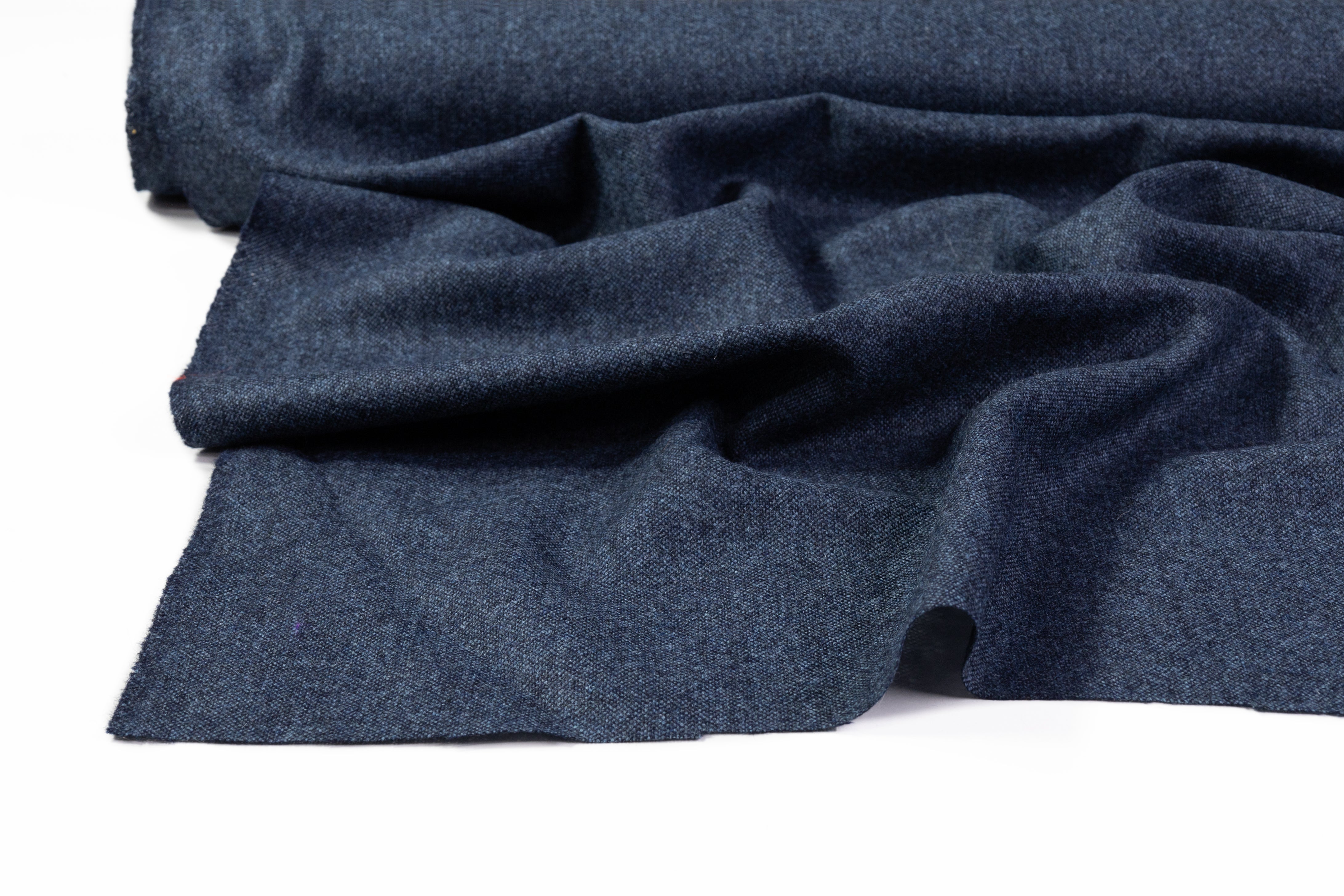 Italian Wool Tweed Suiting - Deep Blue