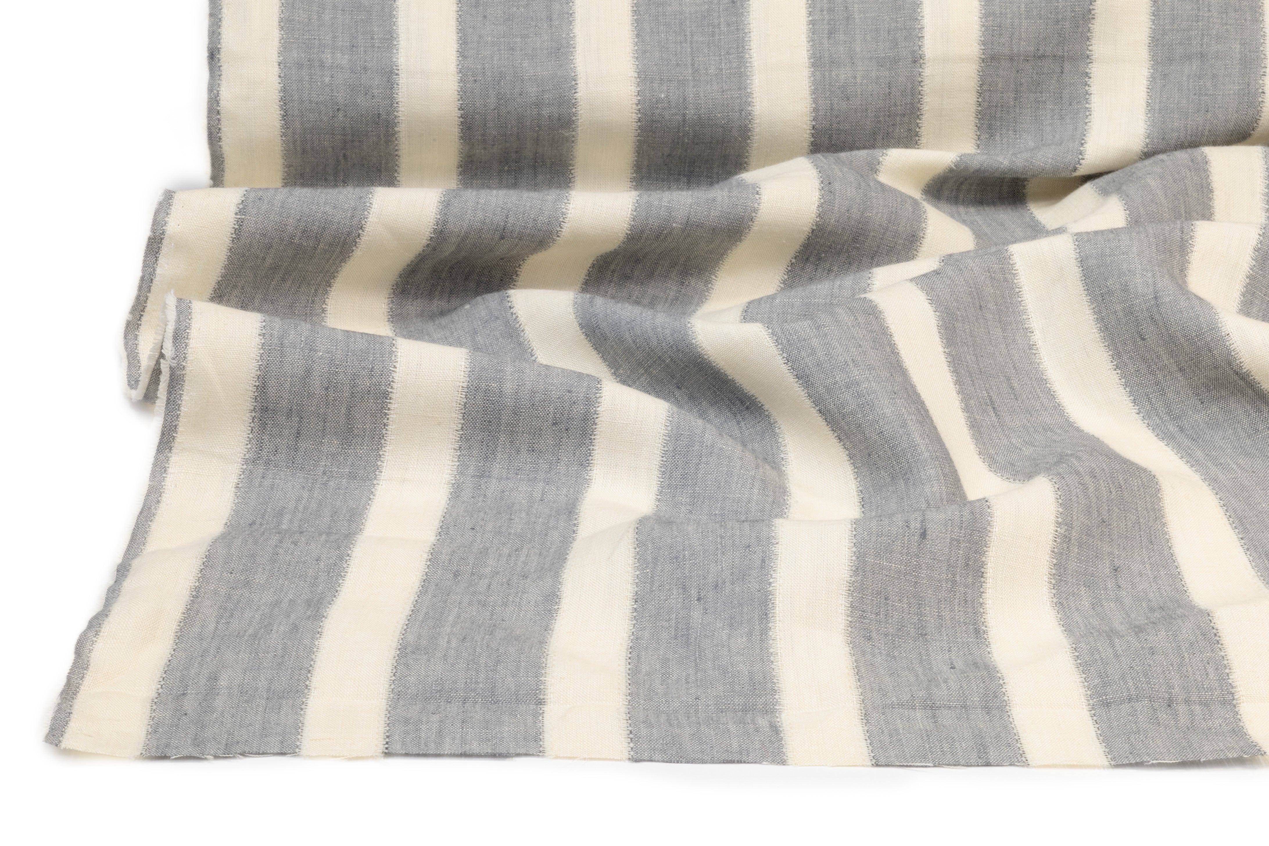 Striped Linen - Ivory / Gray