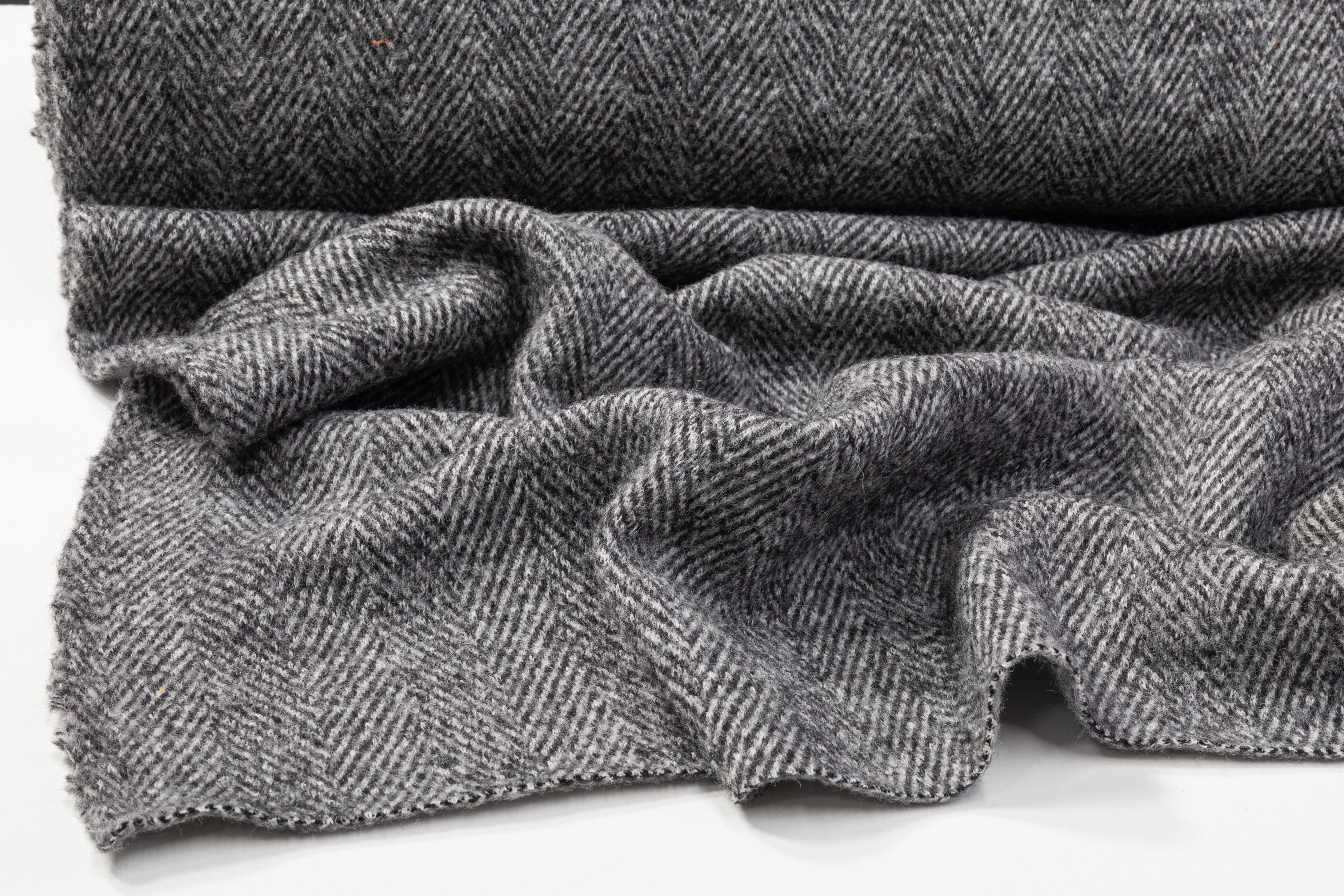 Herringbone Boiled Wool - Gray
