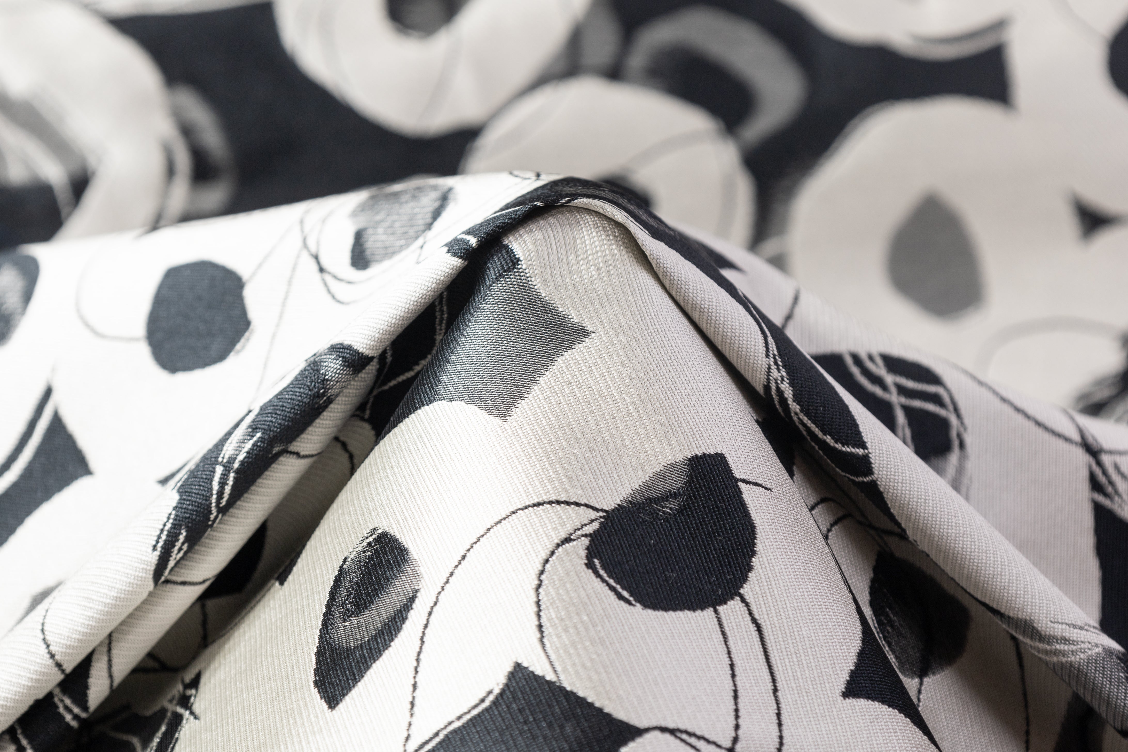 Double Faced Geometric Italian Brocade - Off White / Black