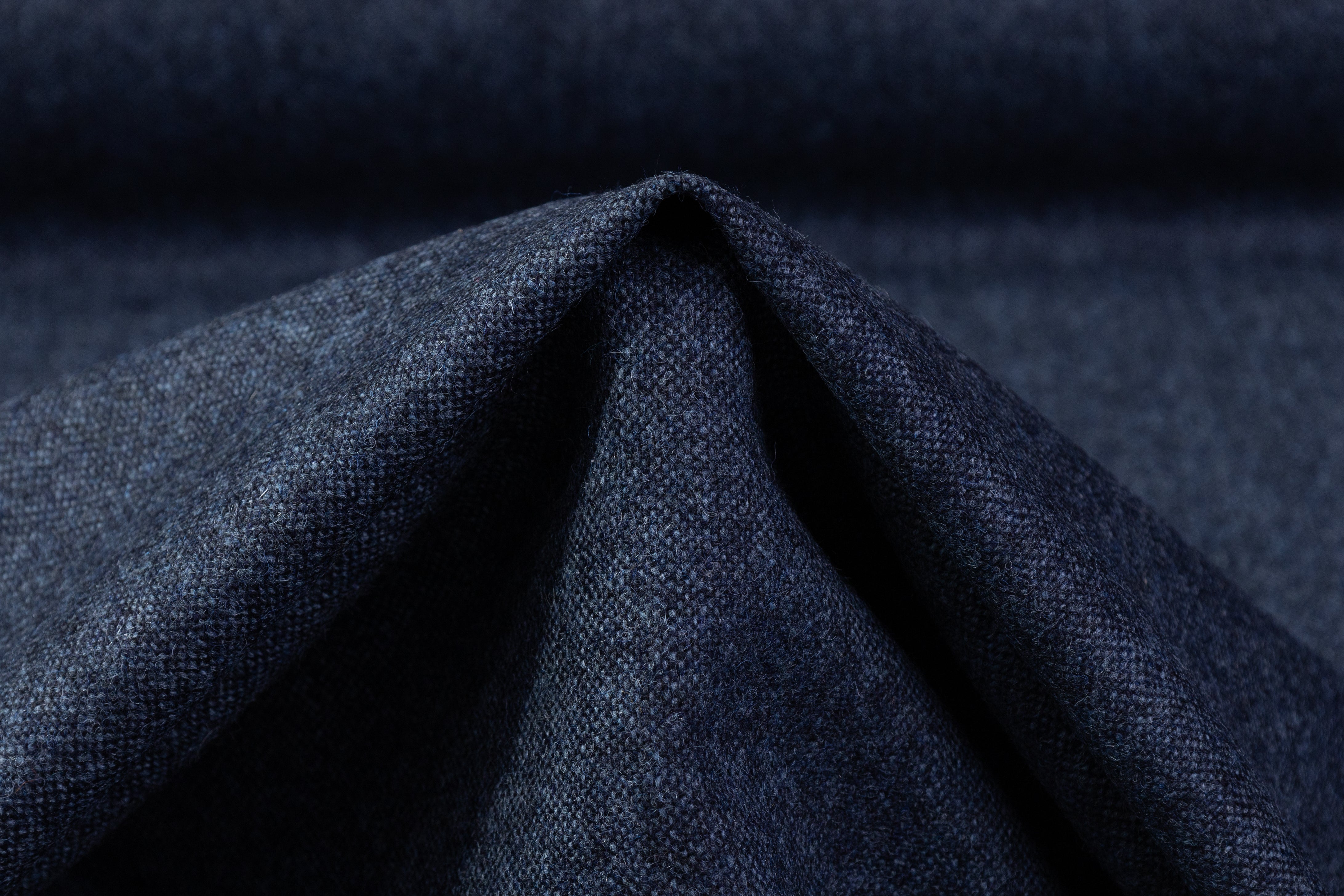 Italian Wool Tweed Suiting - Deep Blue