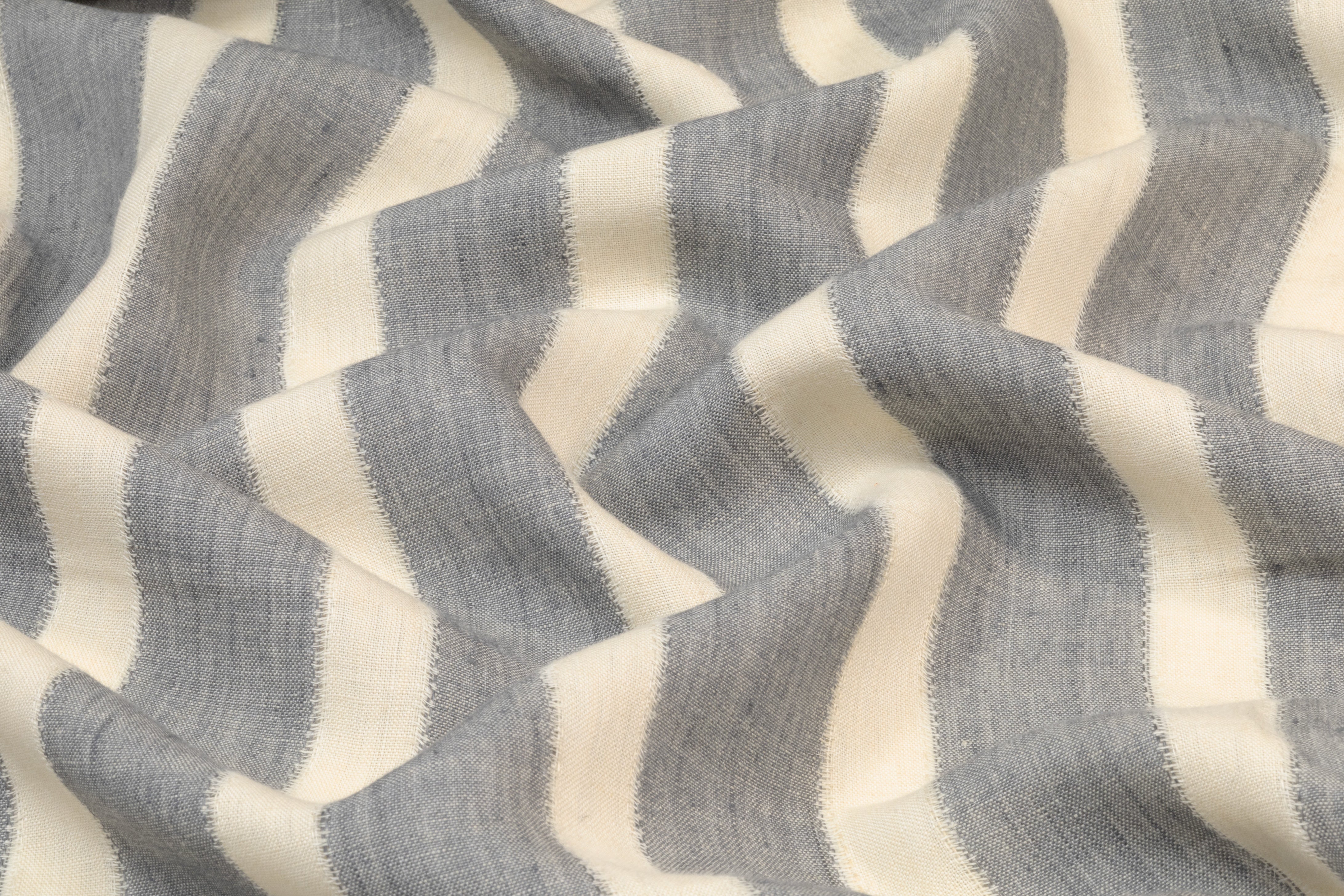 Striped Linen - Ivory / Gray