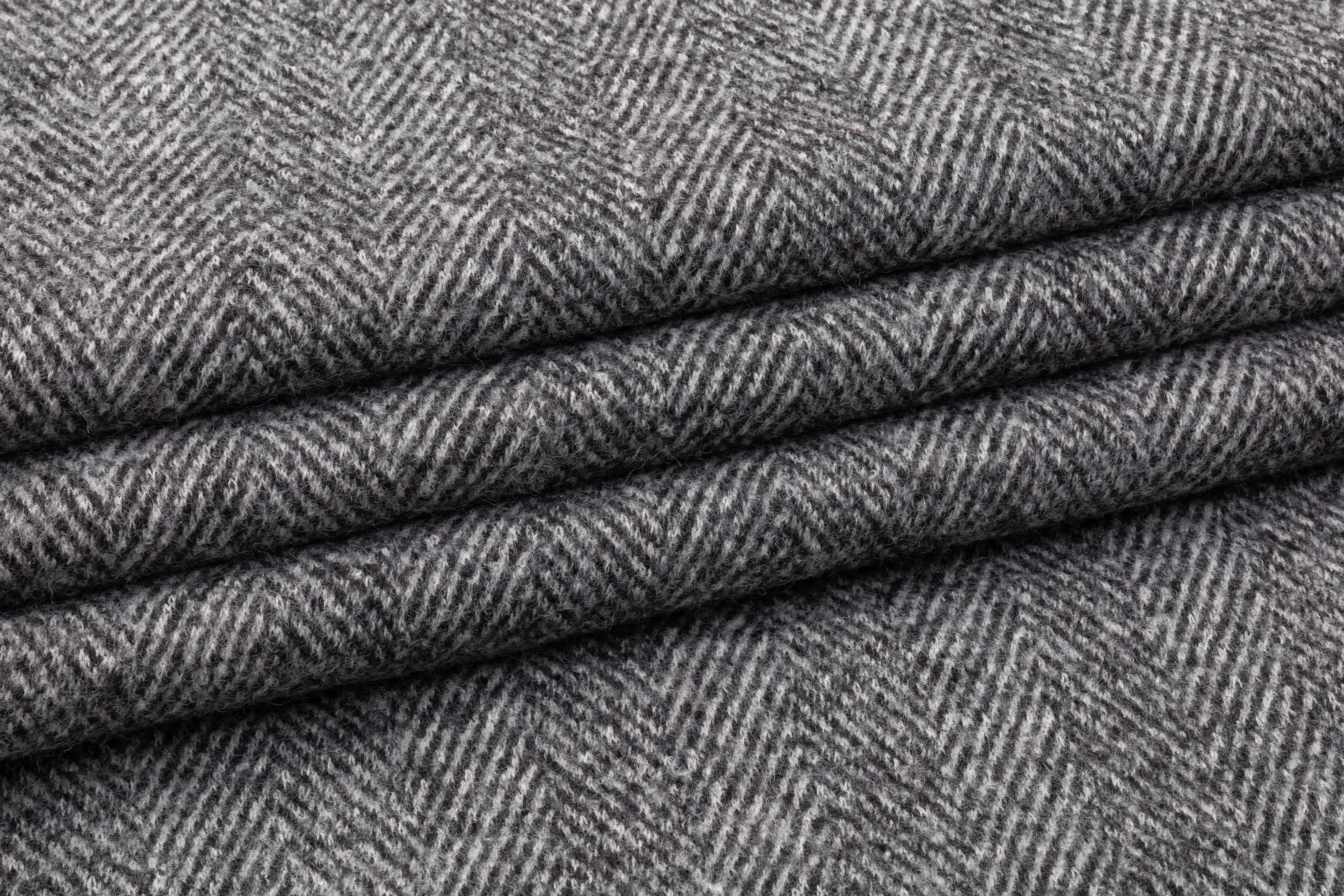 Herringbone Boiled Wool - Gray