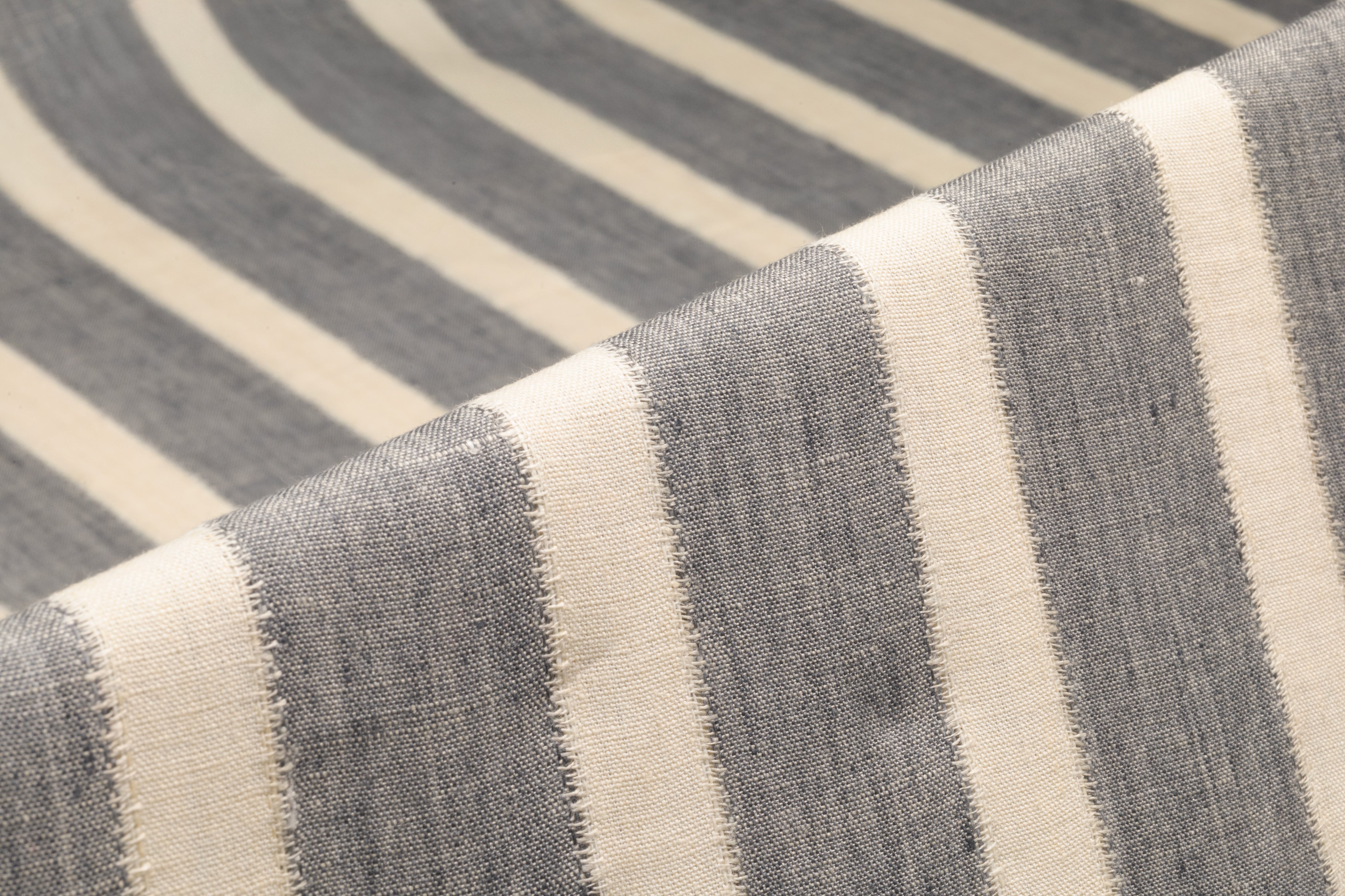 Striped Linen - Ivory / Gray