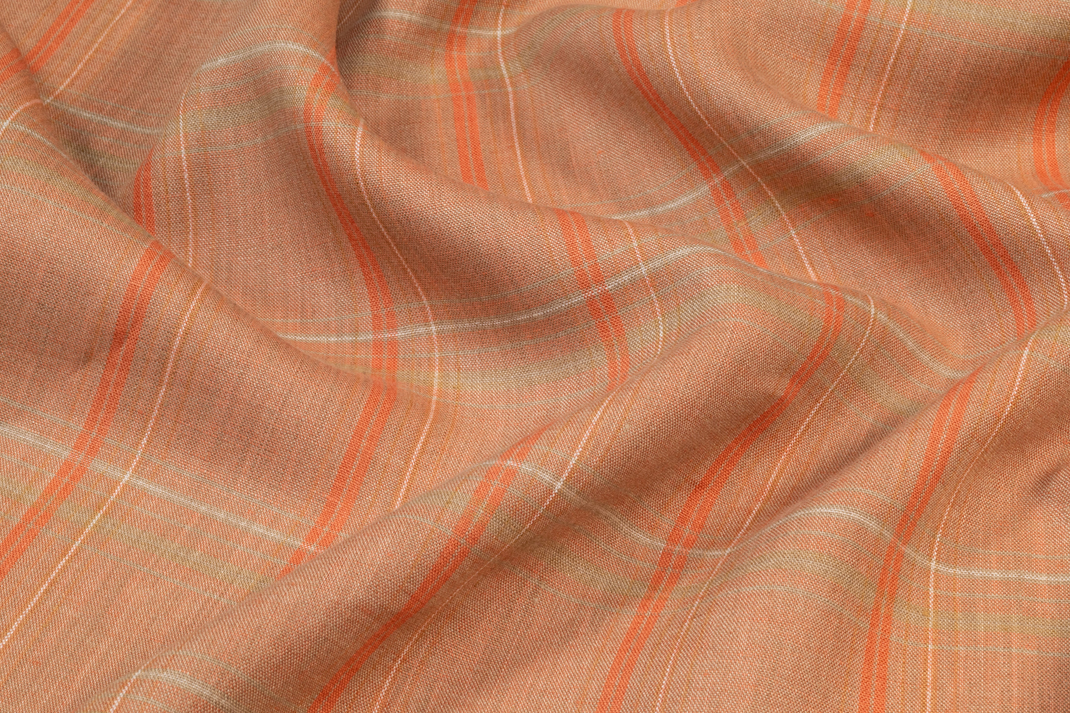 Plaid Linen - Terracotta / Sage