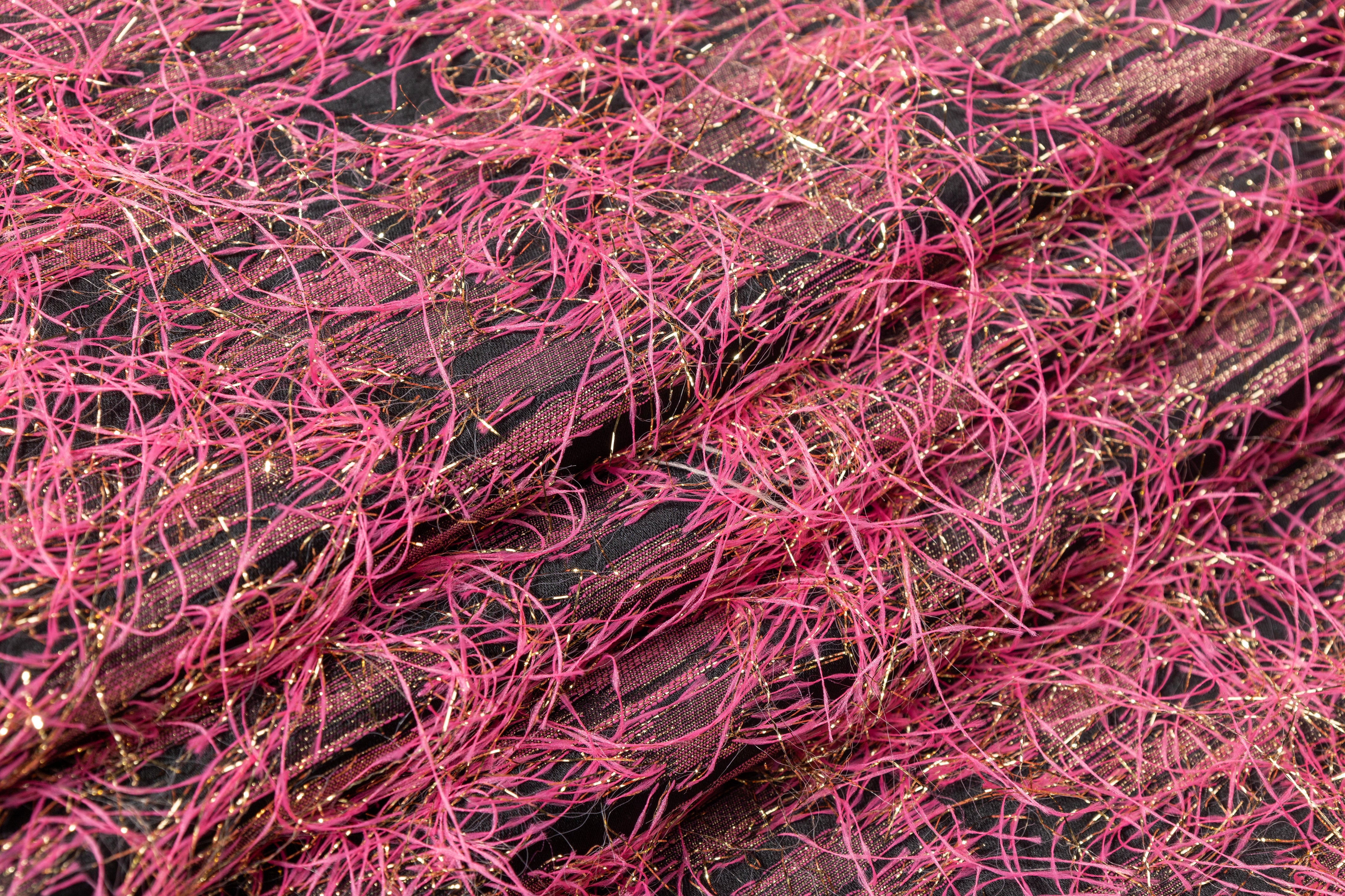 Fringed Metallic Italian Jacquard - Pink / Gold / Black
