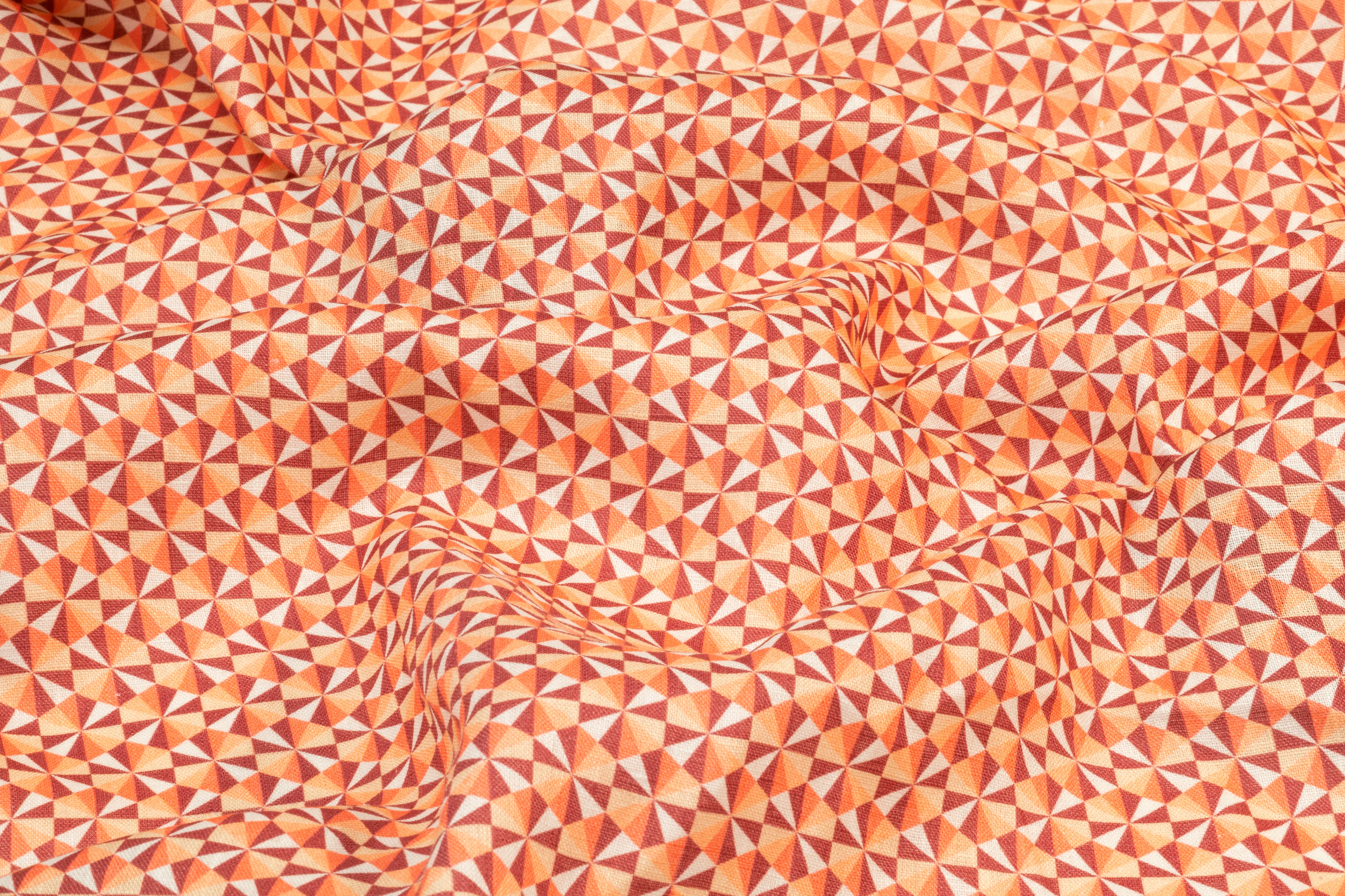 Geometric Linen Print - Peach