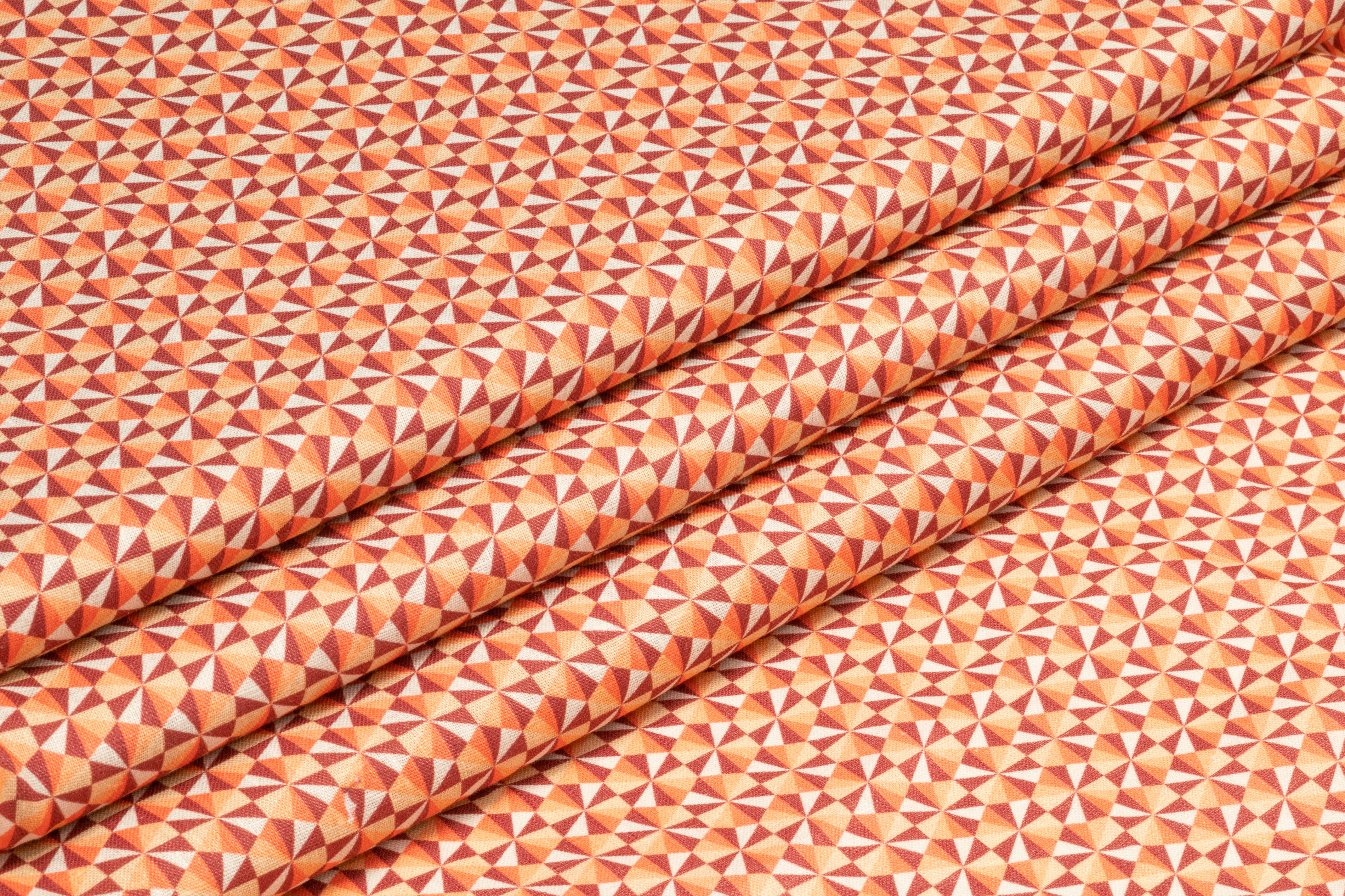 Geometric Linen Print - Peach