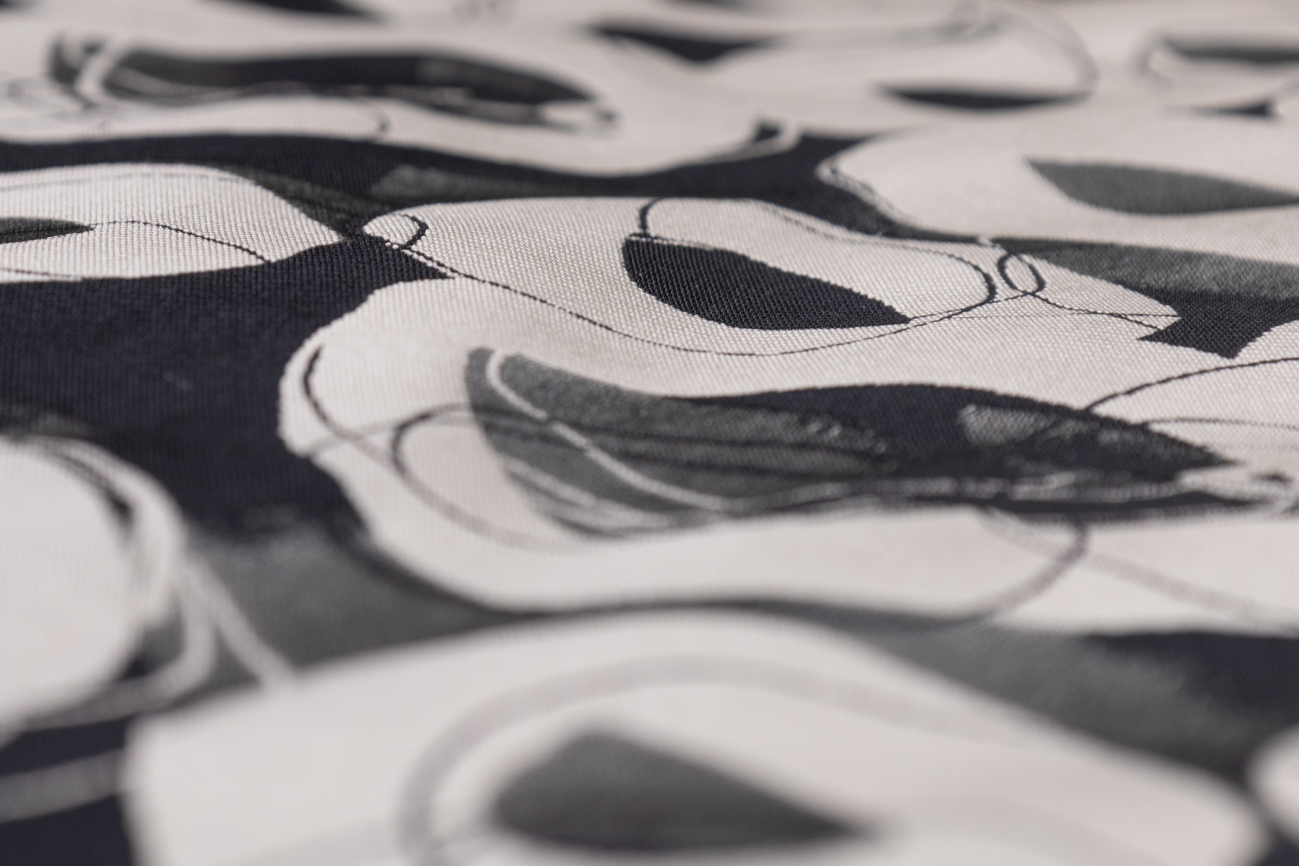 Double Faced Geometric Italian Brocade - Off White / Black