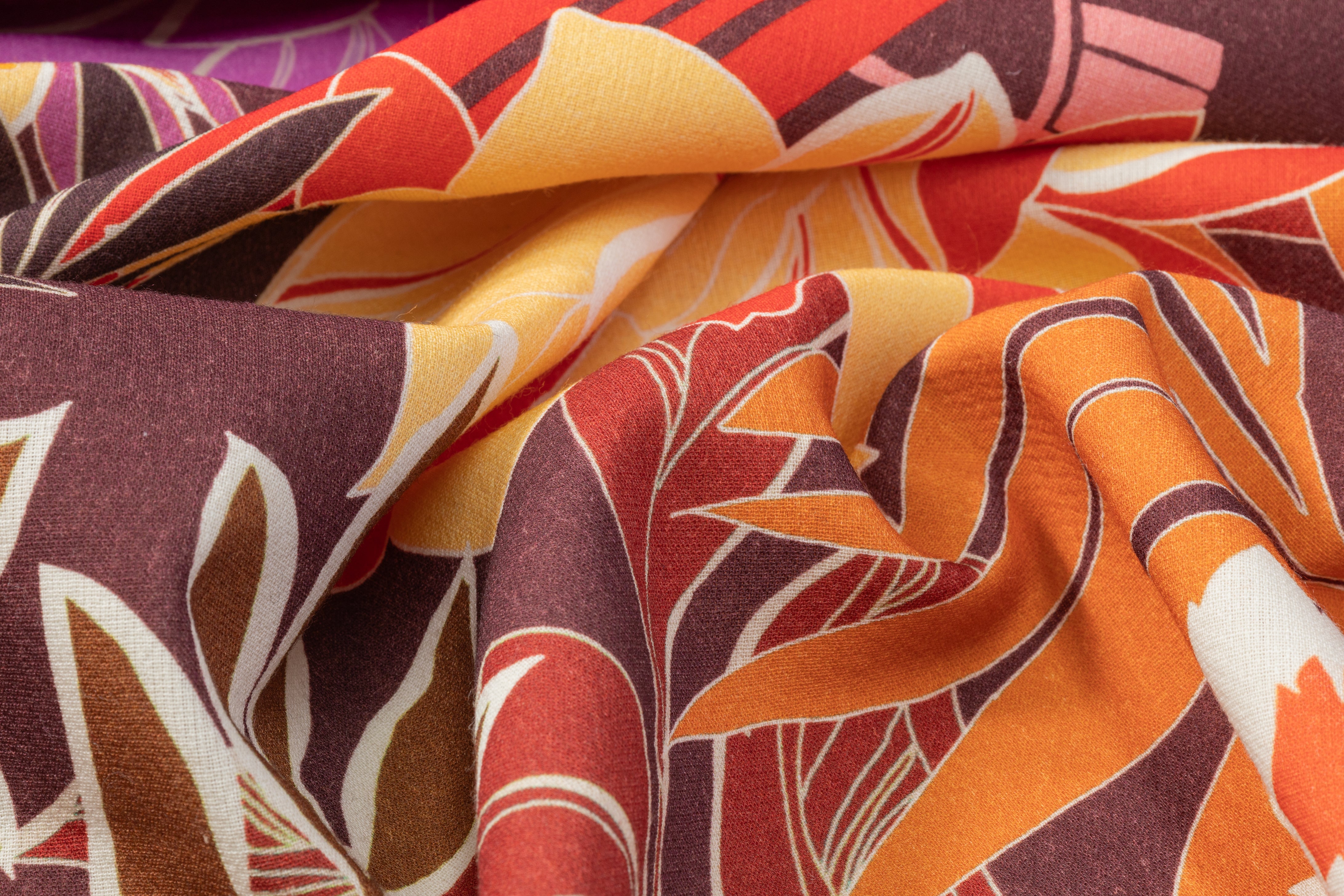 Abstract Floral Printed Italian Wool Tricotine - Multicolor