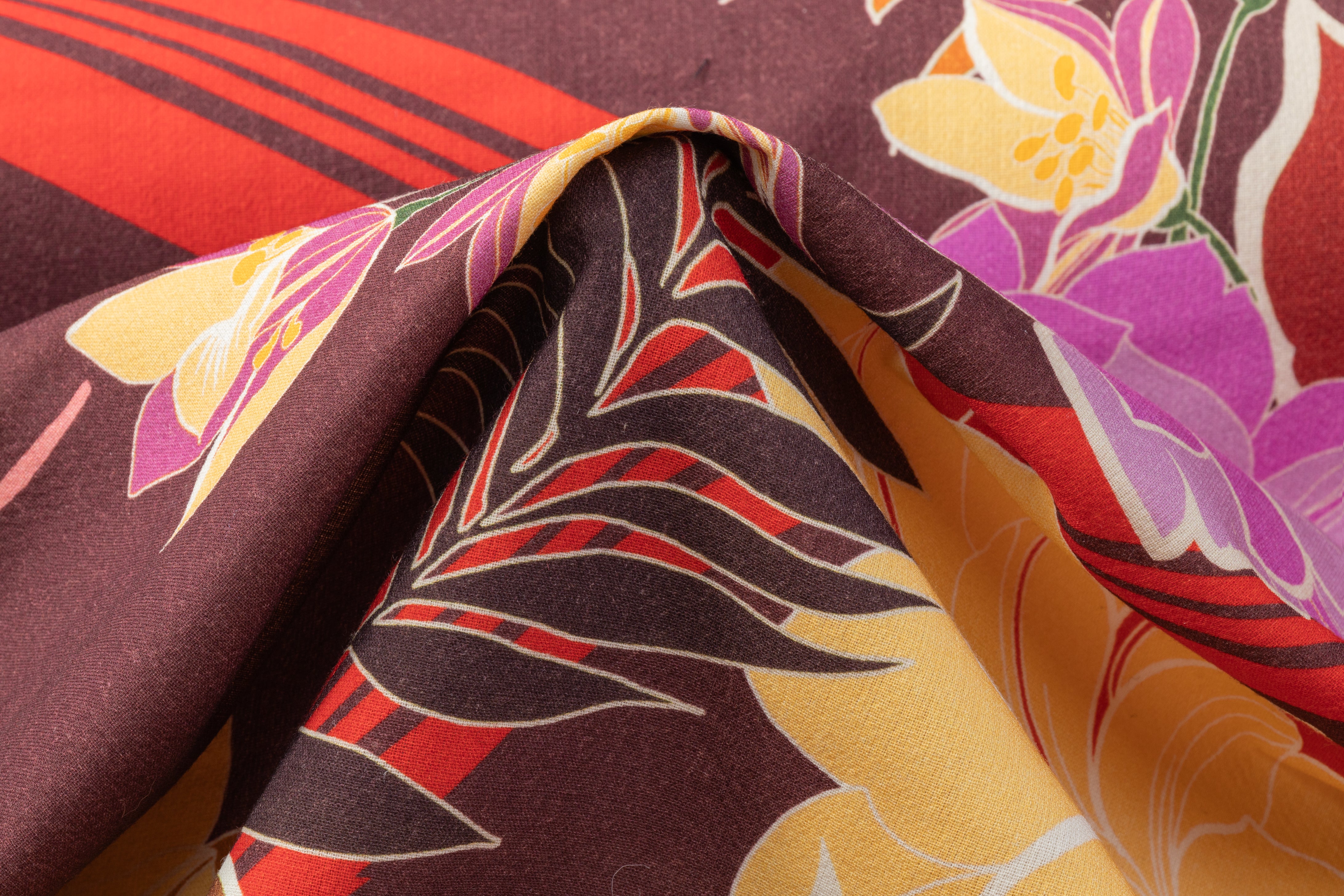 Abstract Floral Printed Italian Wool Tricotine - Multicolor