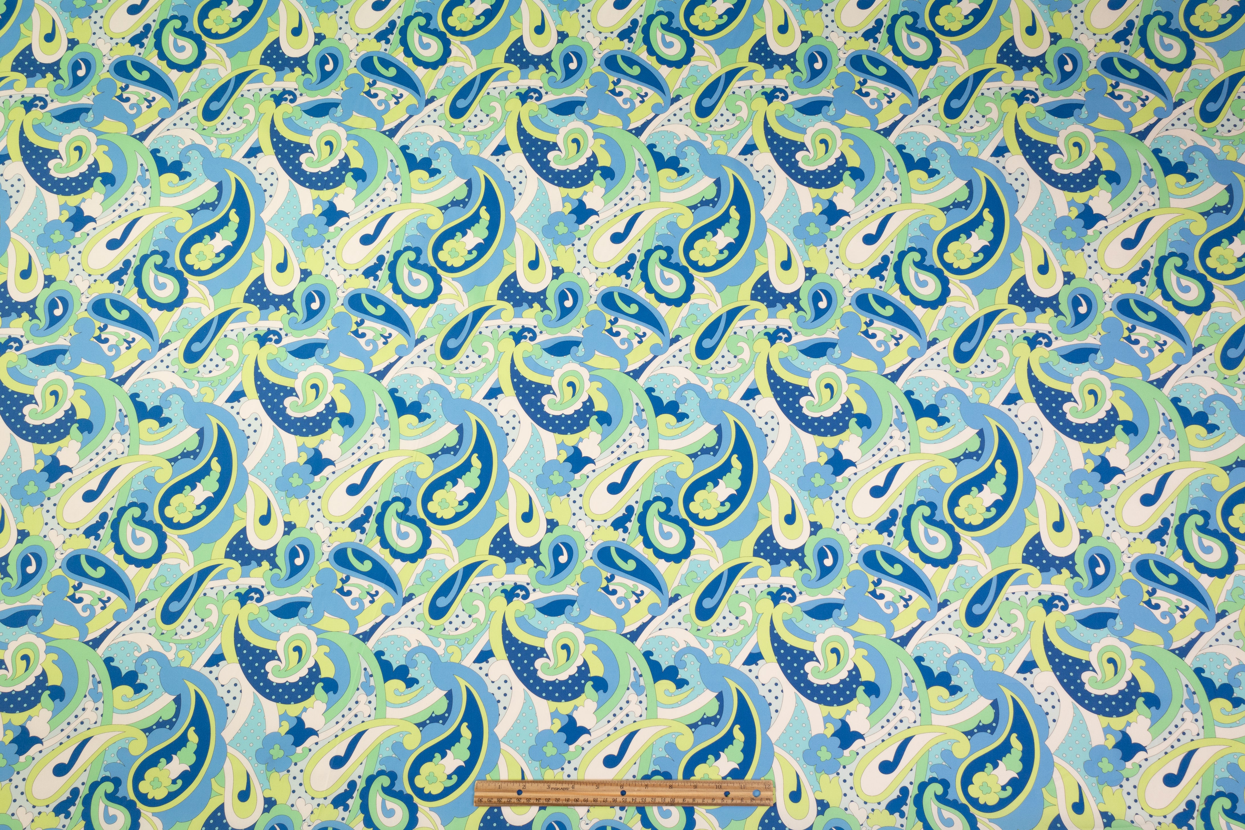 Paisley Printed Italian Cotton - Blue / Green