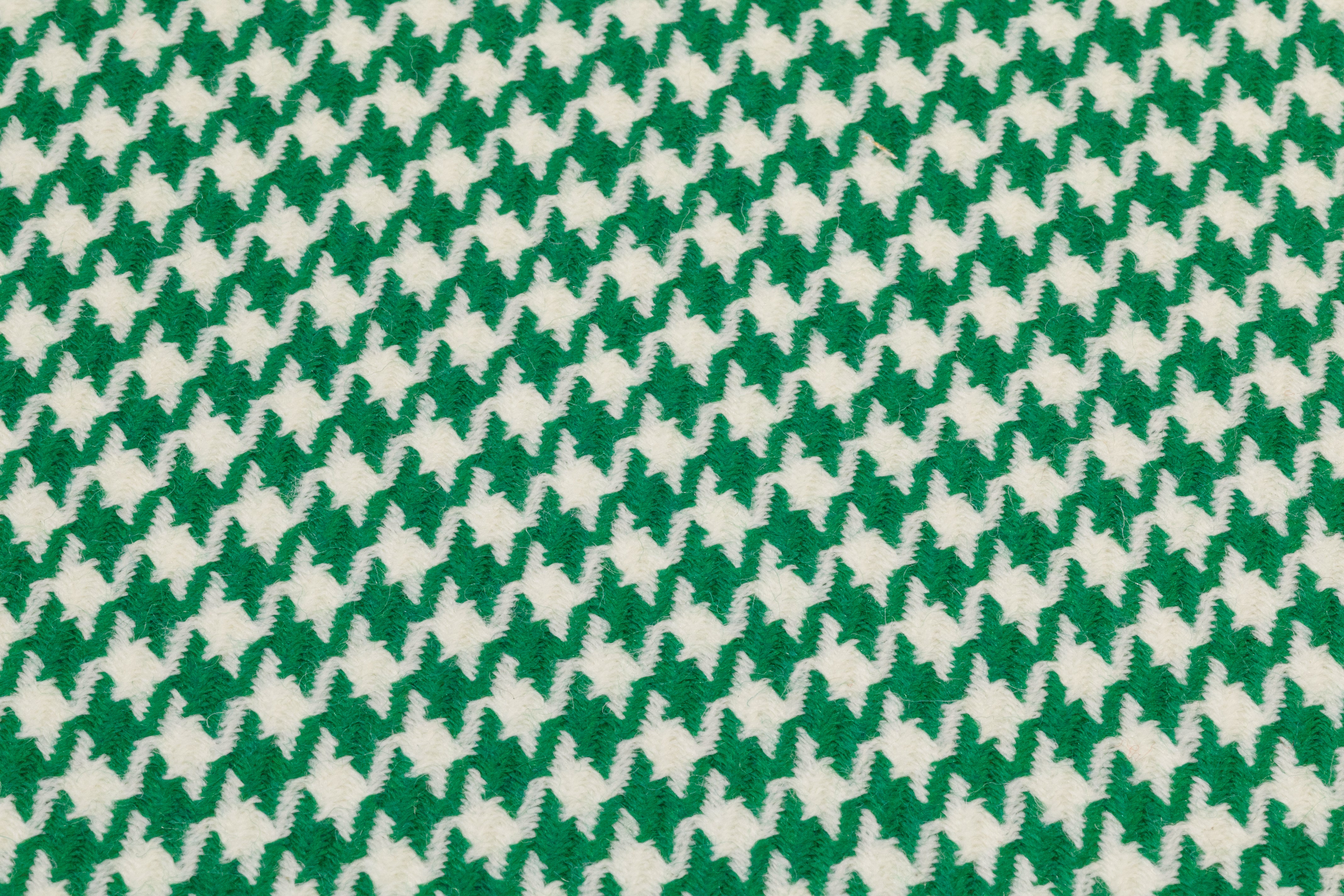 Houndstooth Italian Wool Suiting - Green / Off White
