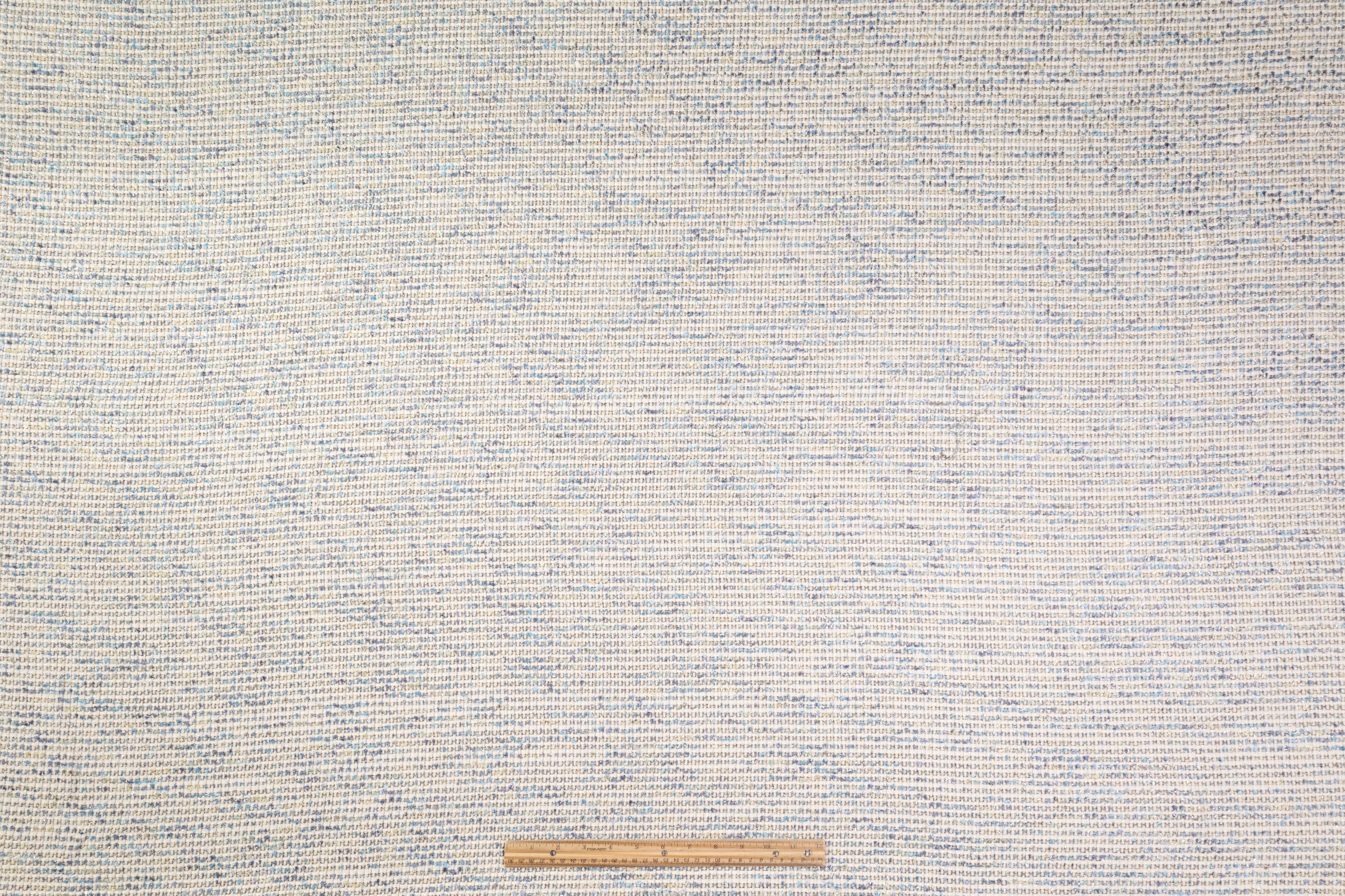 Metallic Italian Wool Blend Tweed - Blue / Off White / Sage