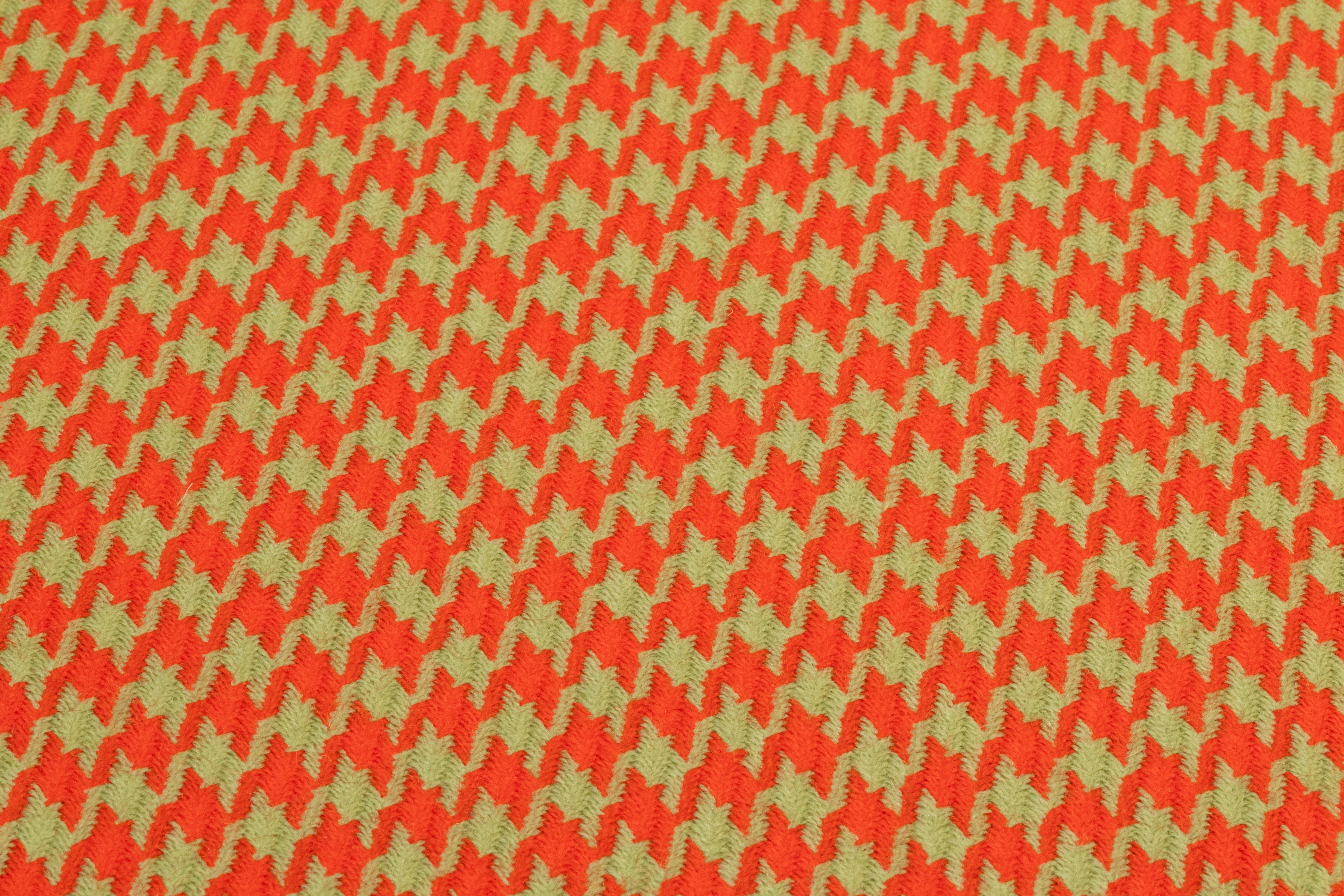 Houndstooth Italian Wool Suiting - Red / Sage Green