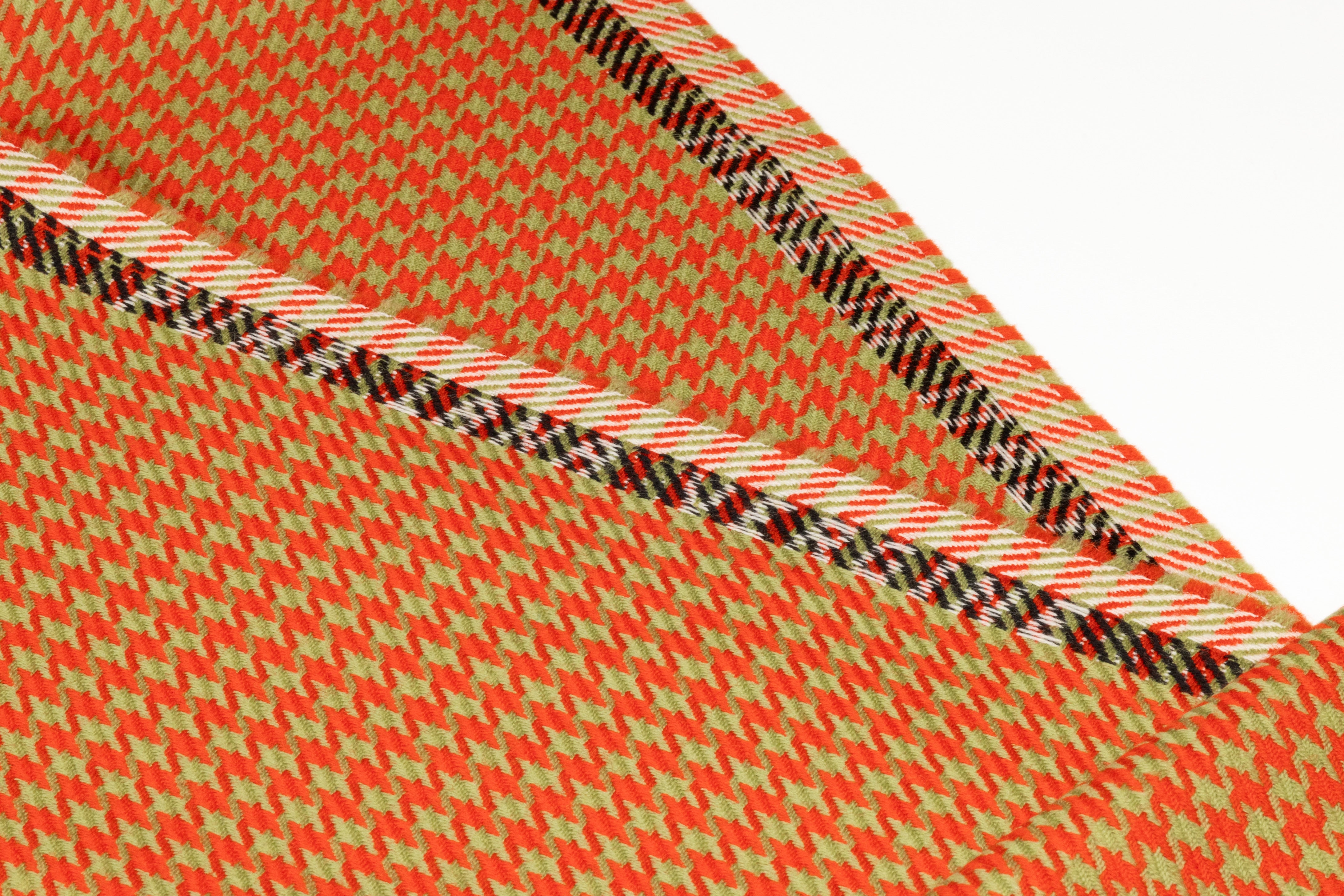 Houndstooth Italian Wool Suiting - Red / Sage Green