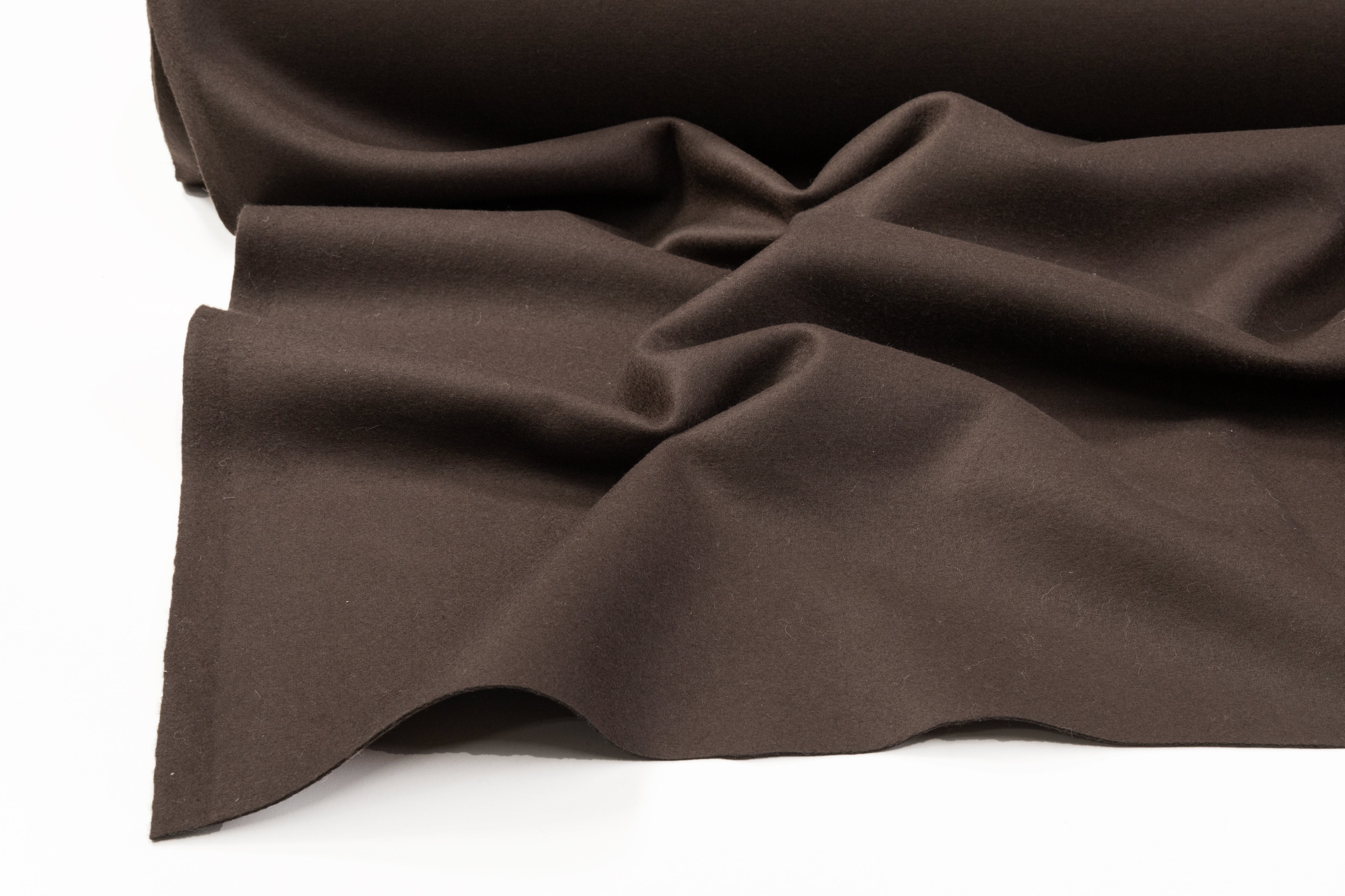 Double-Faced Melton Wool Coating - Dark Brown