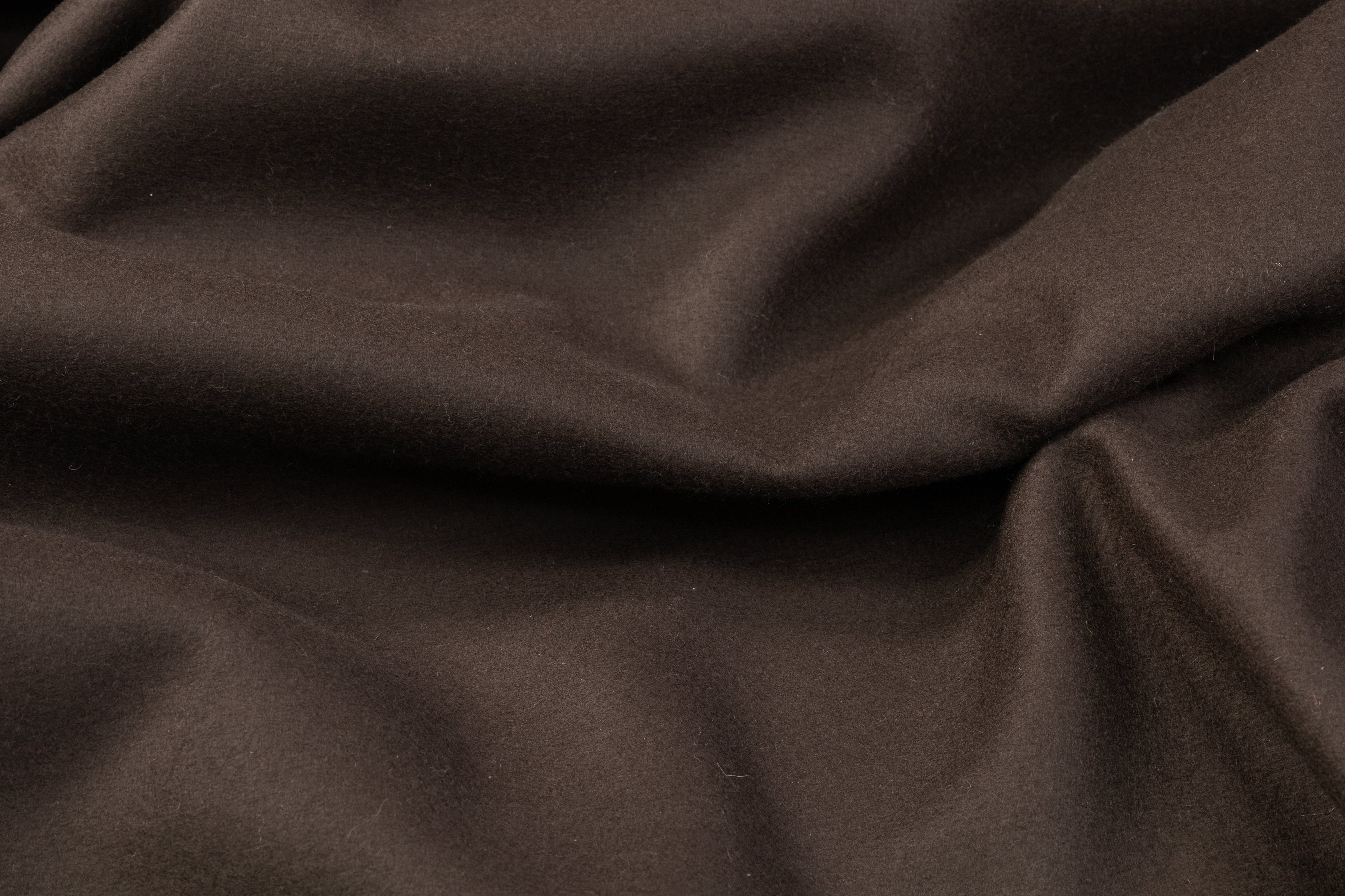 Double-Faced Melton Wool Coating - Dark Brown