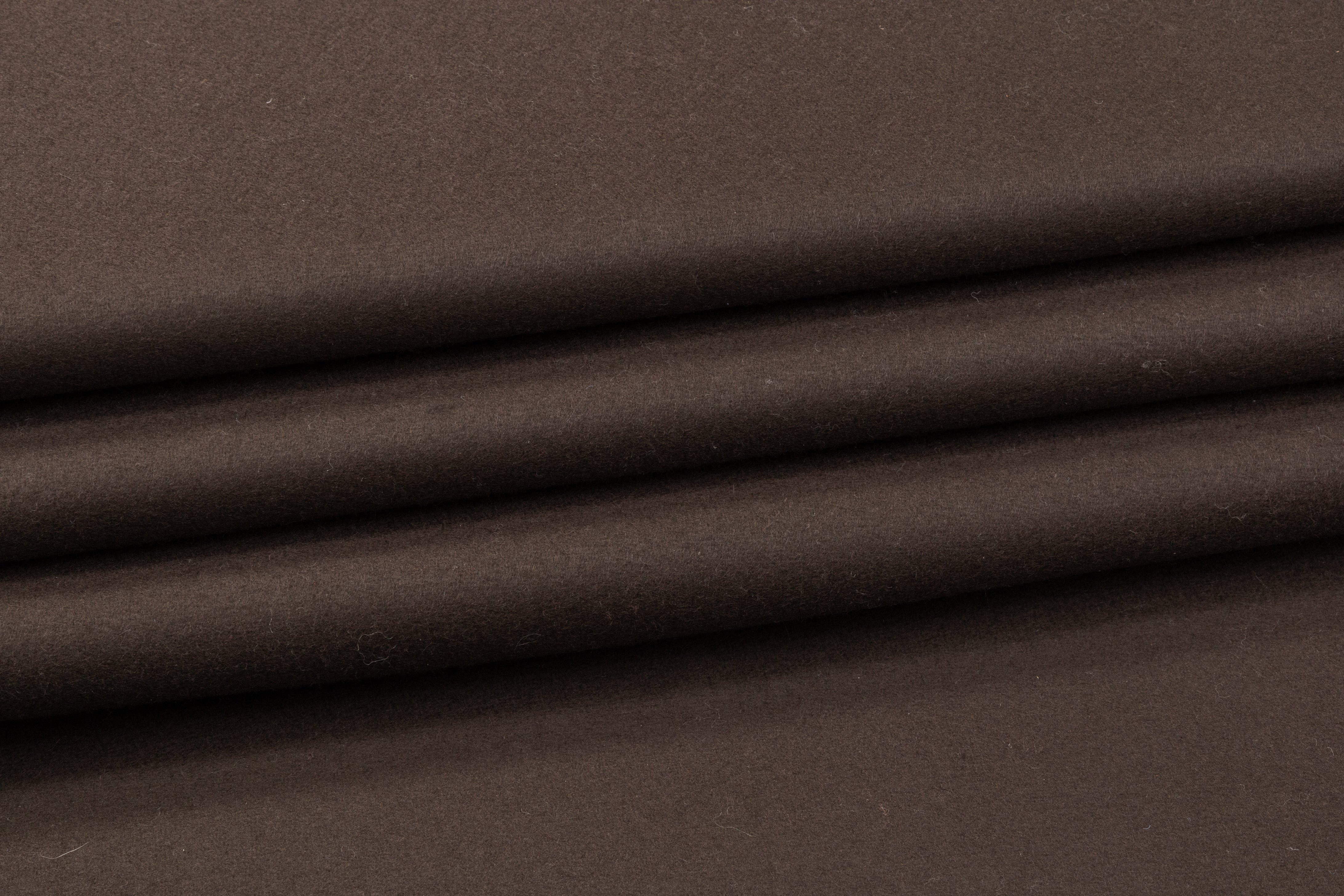 Double-Faced Melton Wool Coating - Dark Brown