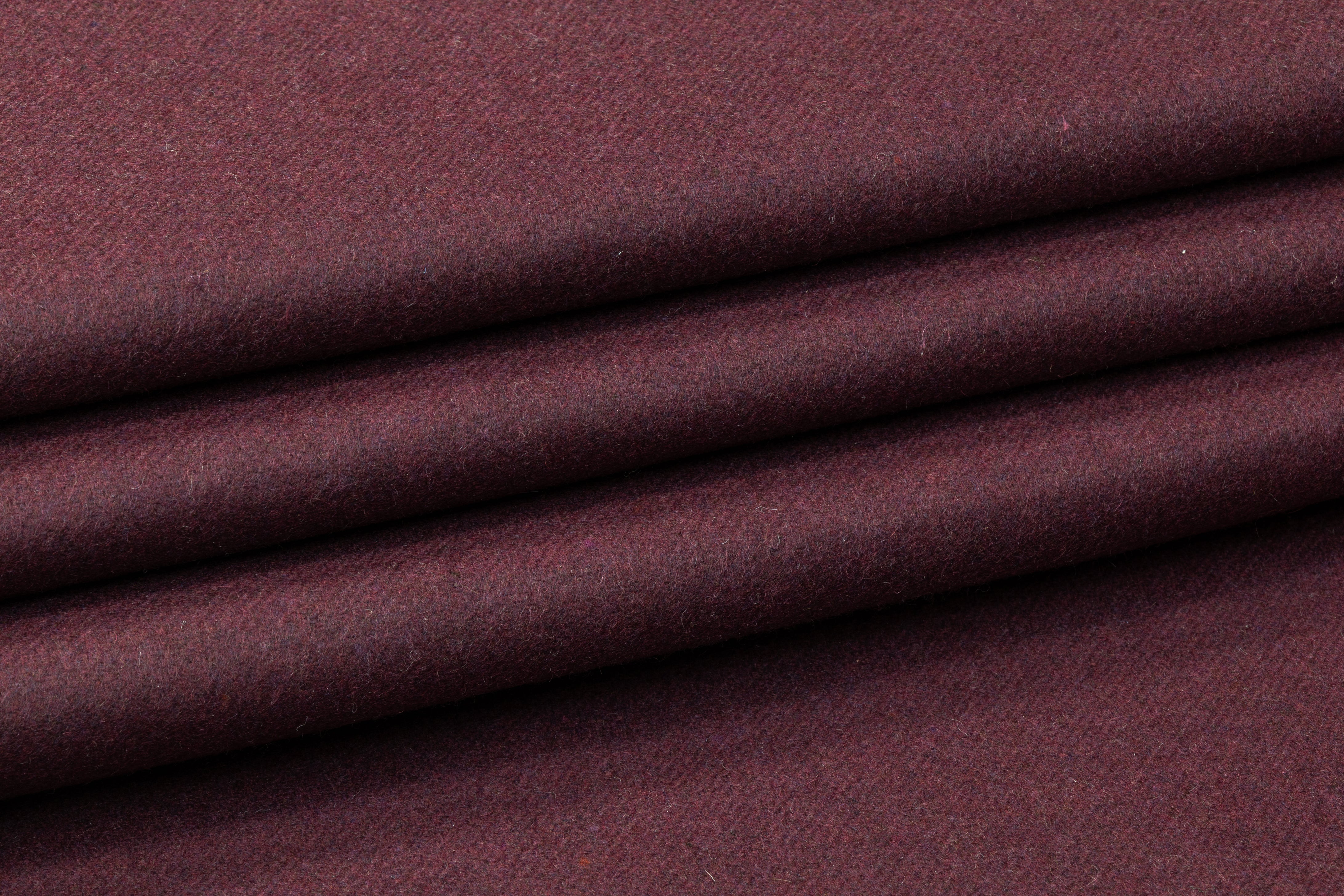 Double-Faced Wool Coating - Burgundy / Gray