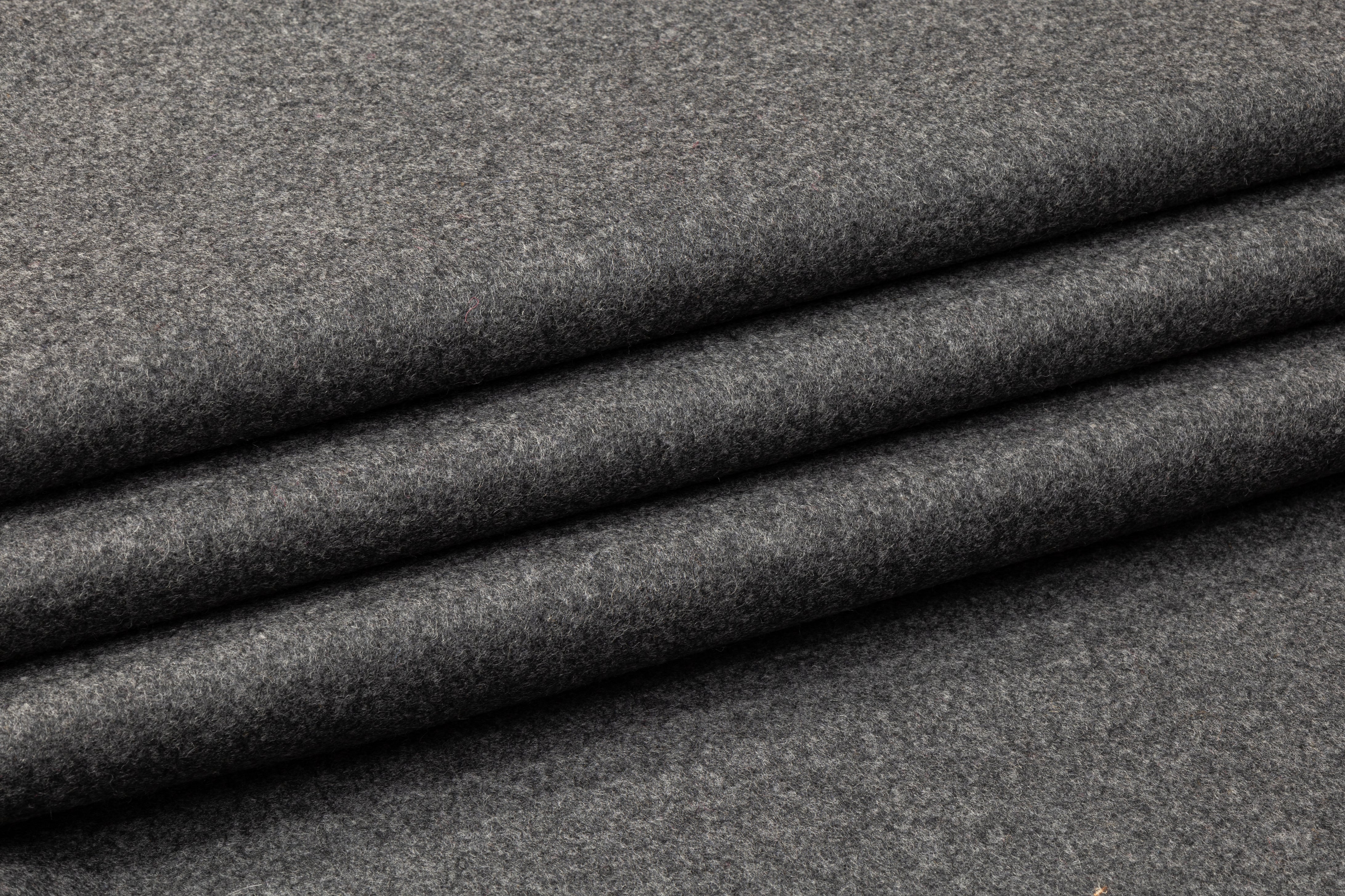 Double-Faced Wool Coating - Burgundy / Gray