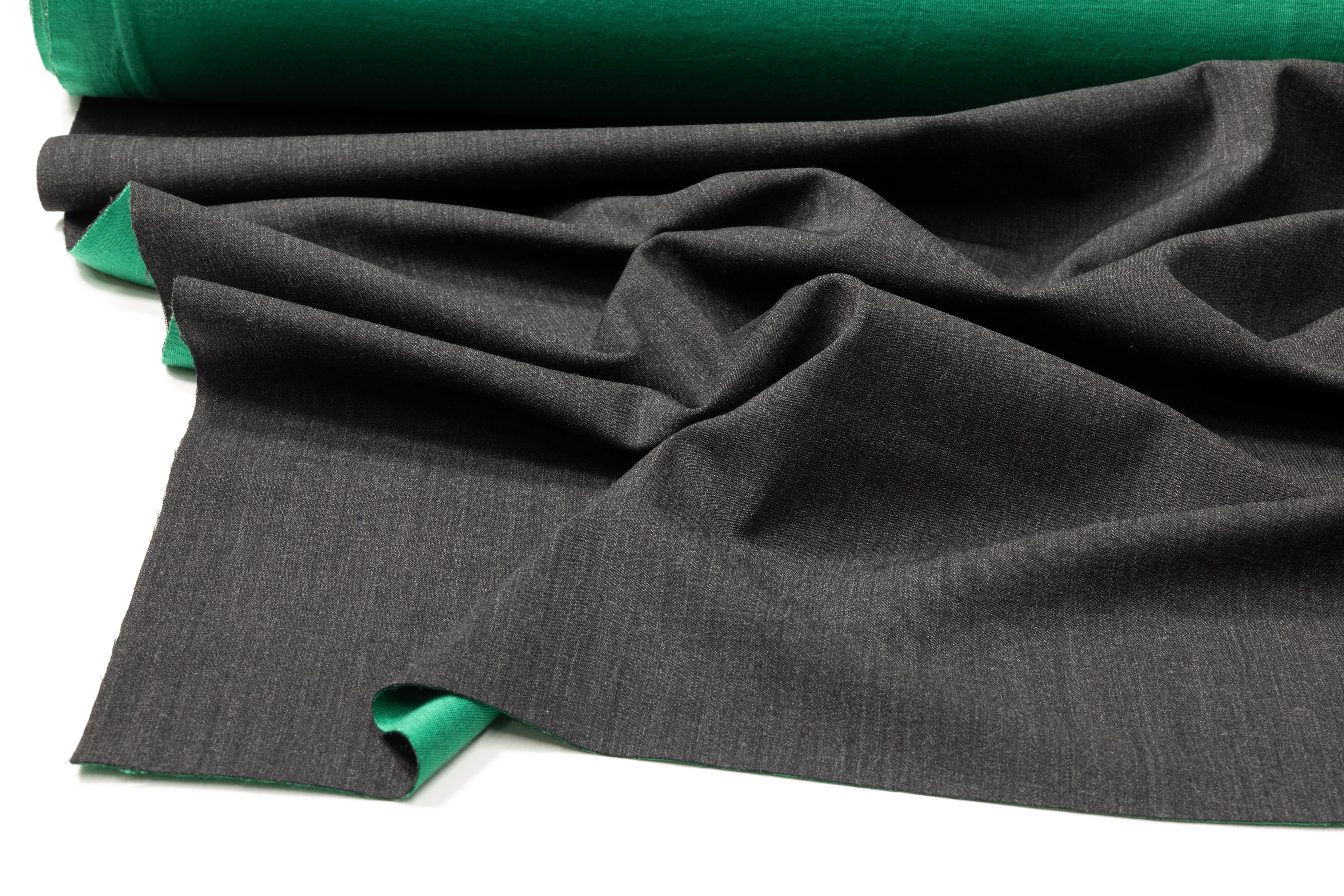 Fused Viscose Poly Wool - Green / Charcoal Gray