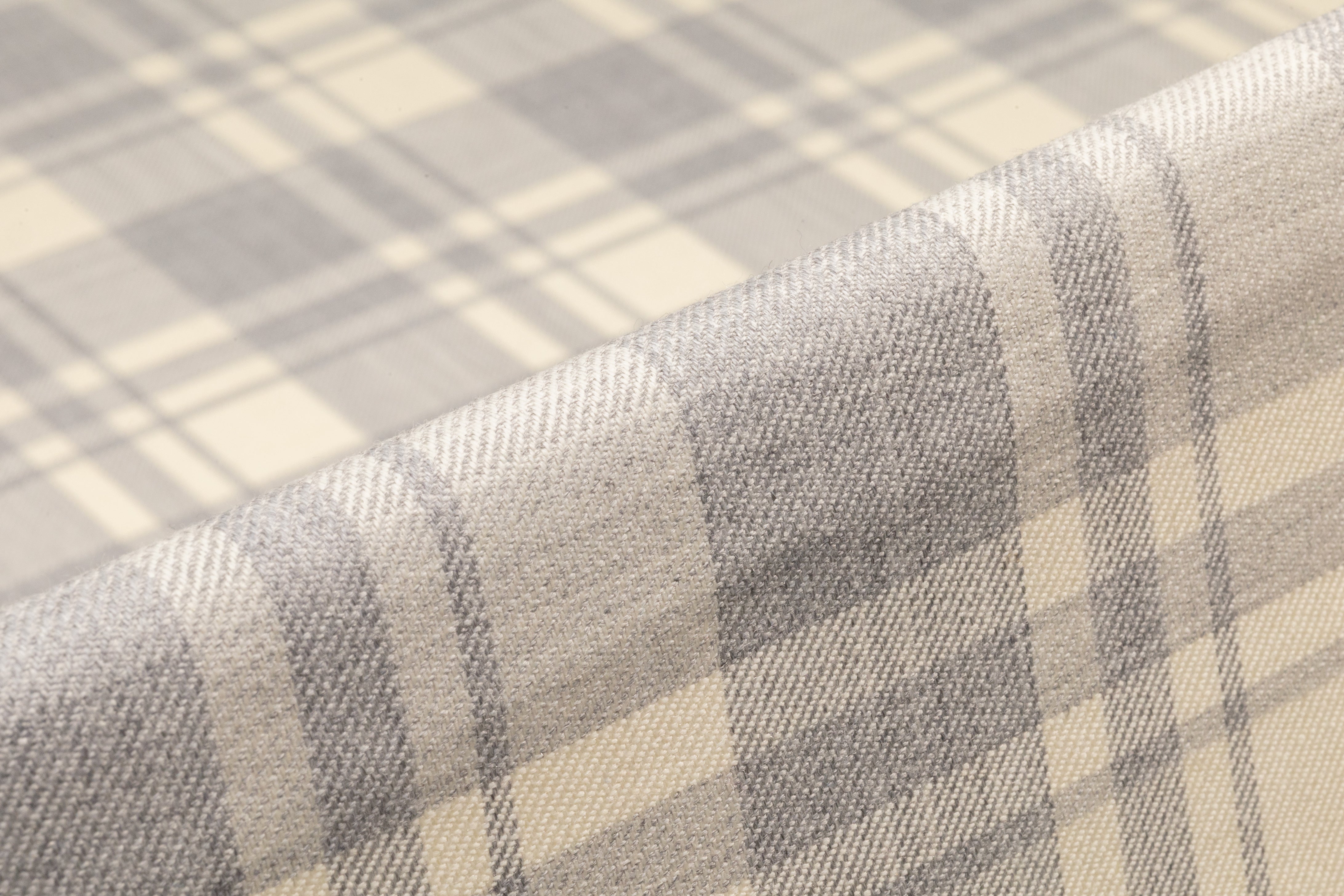 Tartan Italian Wool Suiting - Ivory / Gray