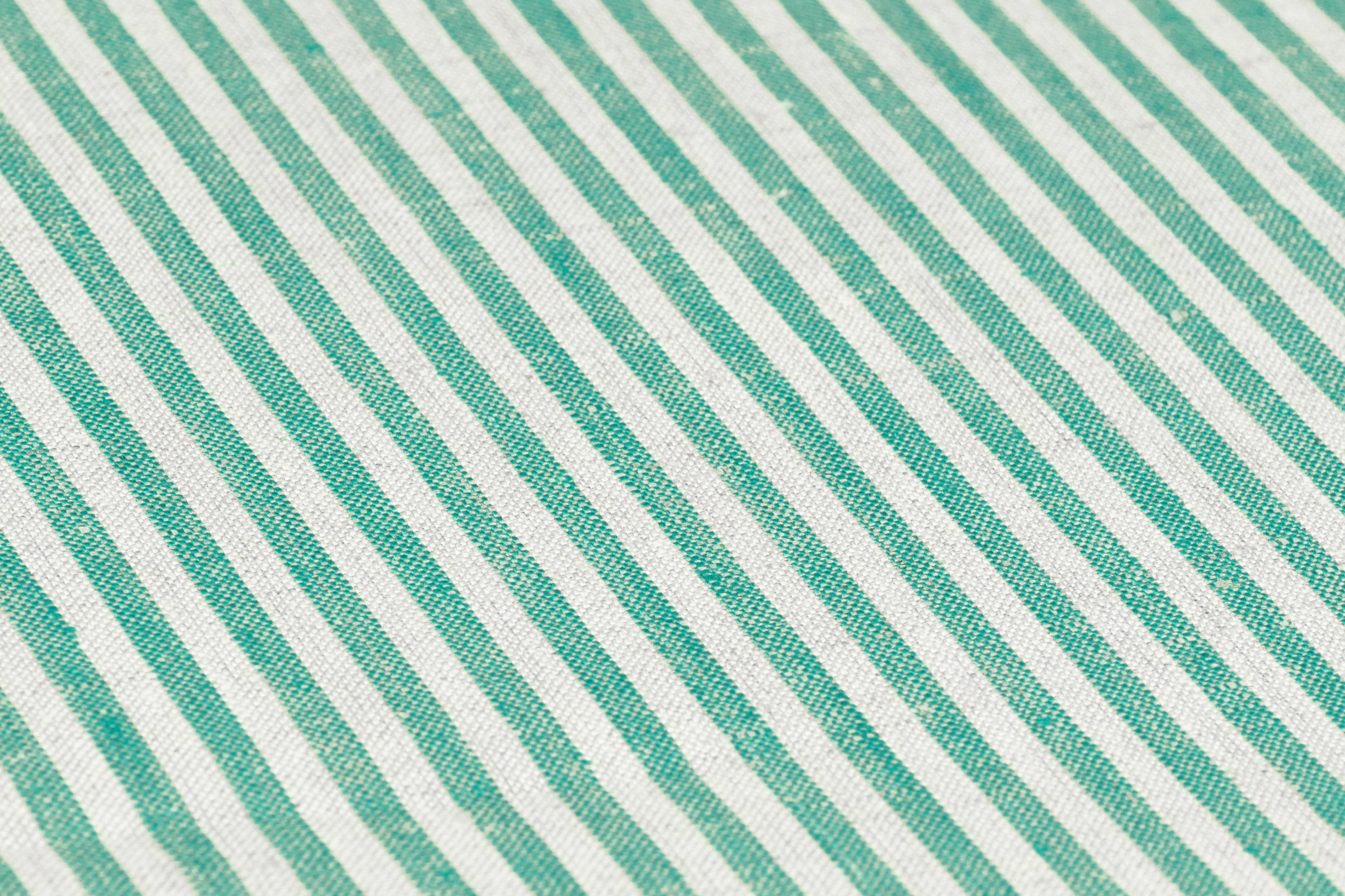 Striped Italian Linen - Green / Off White