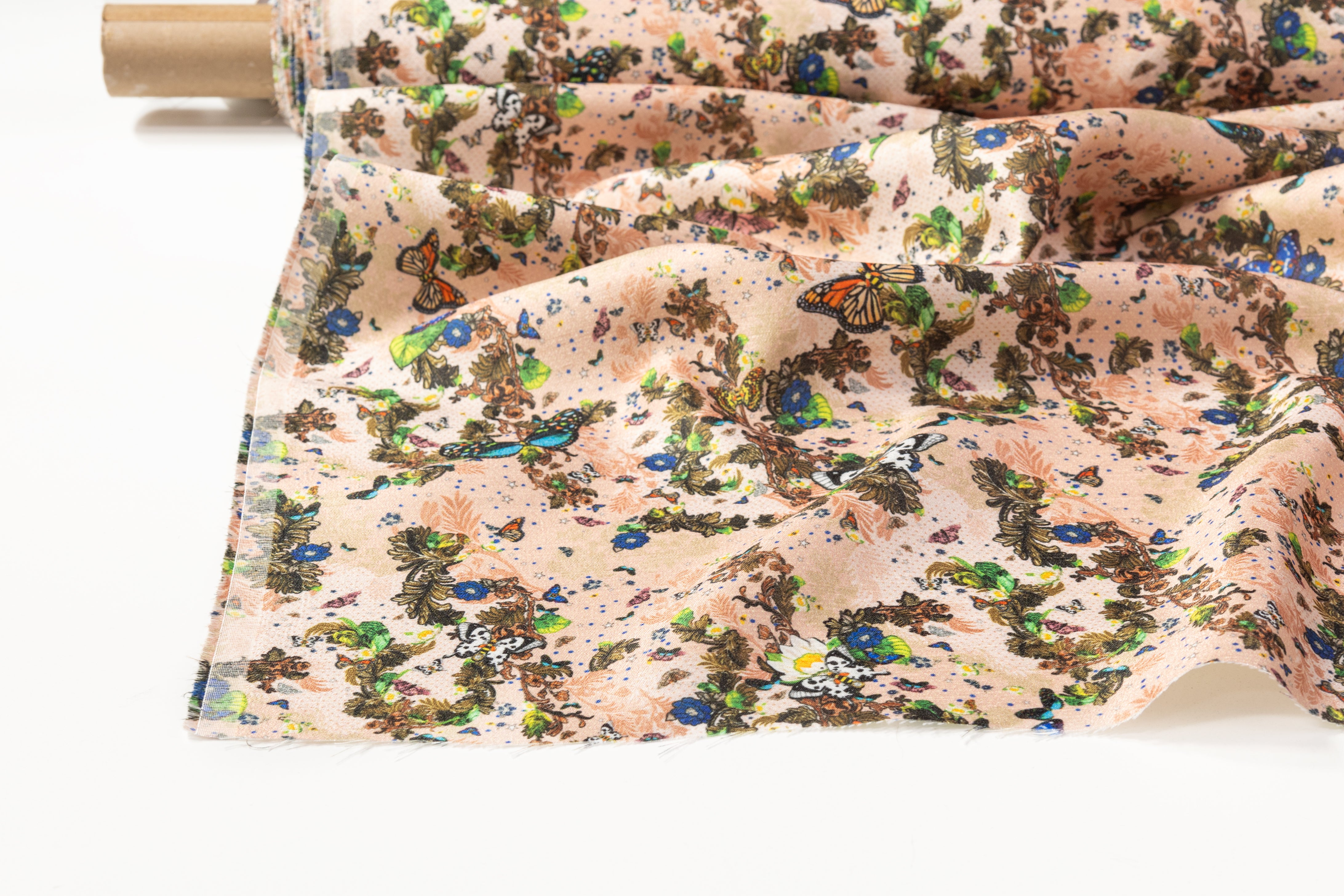 Italian Viscose Acetate Fluid Faille - Tan / Multicolor