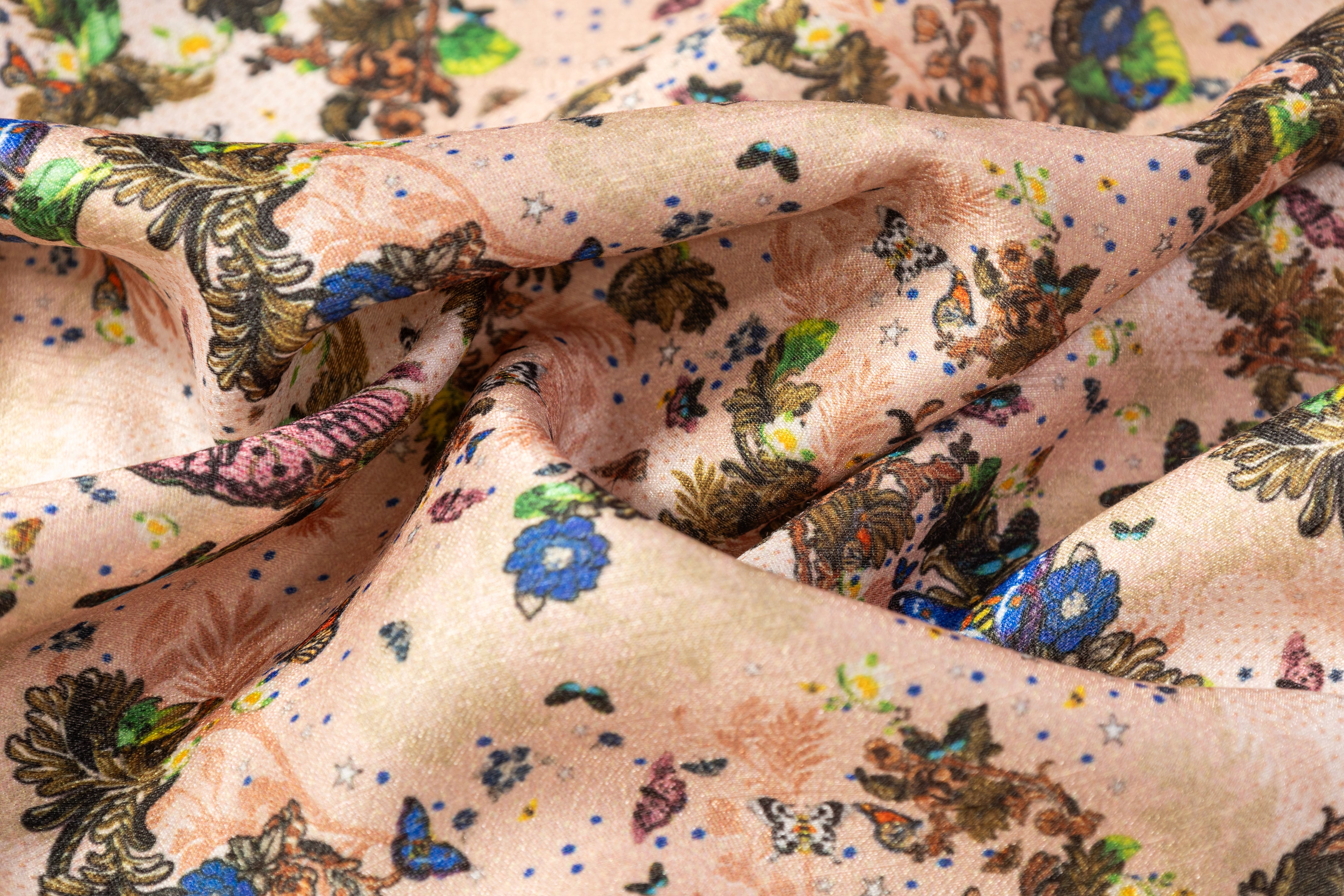 Italian Viscose Acetate Fluid Faille - Tan / Multicolor