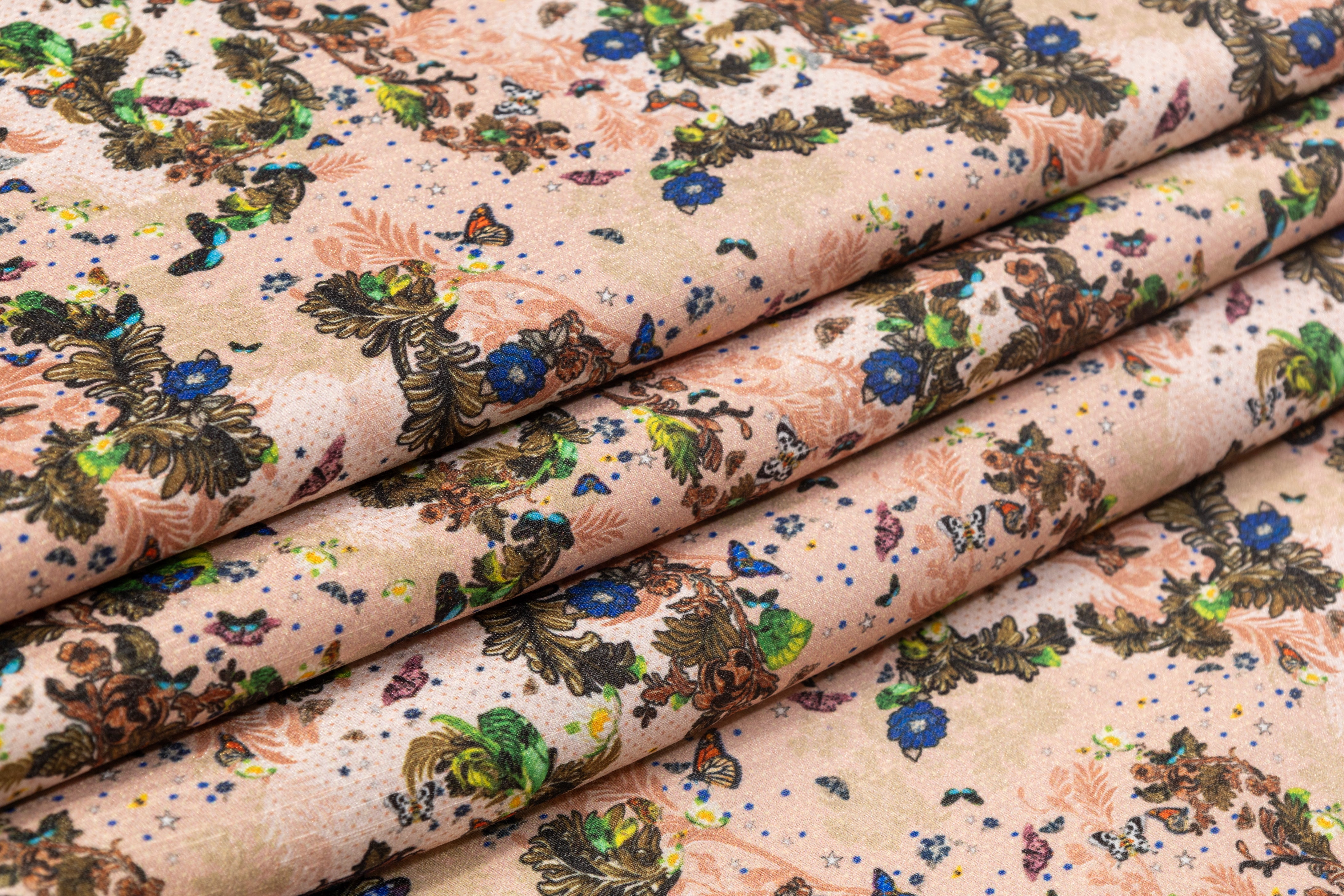 Italian Viscose Acetate Fluid Faille - Tan / Multicolor