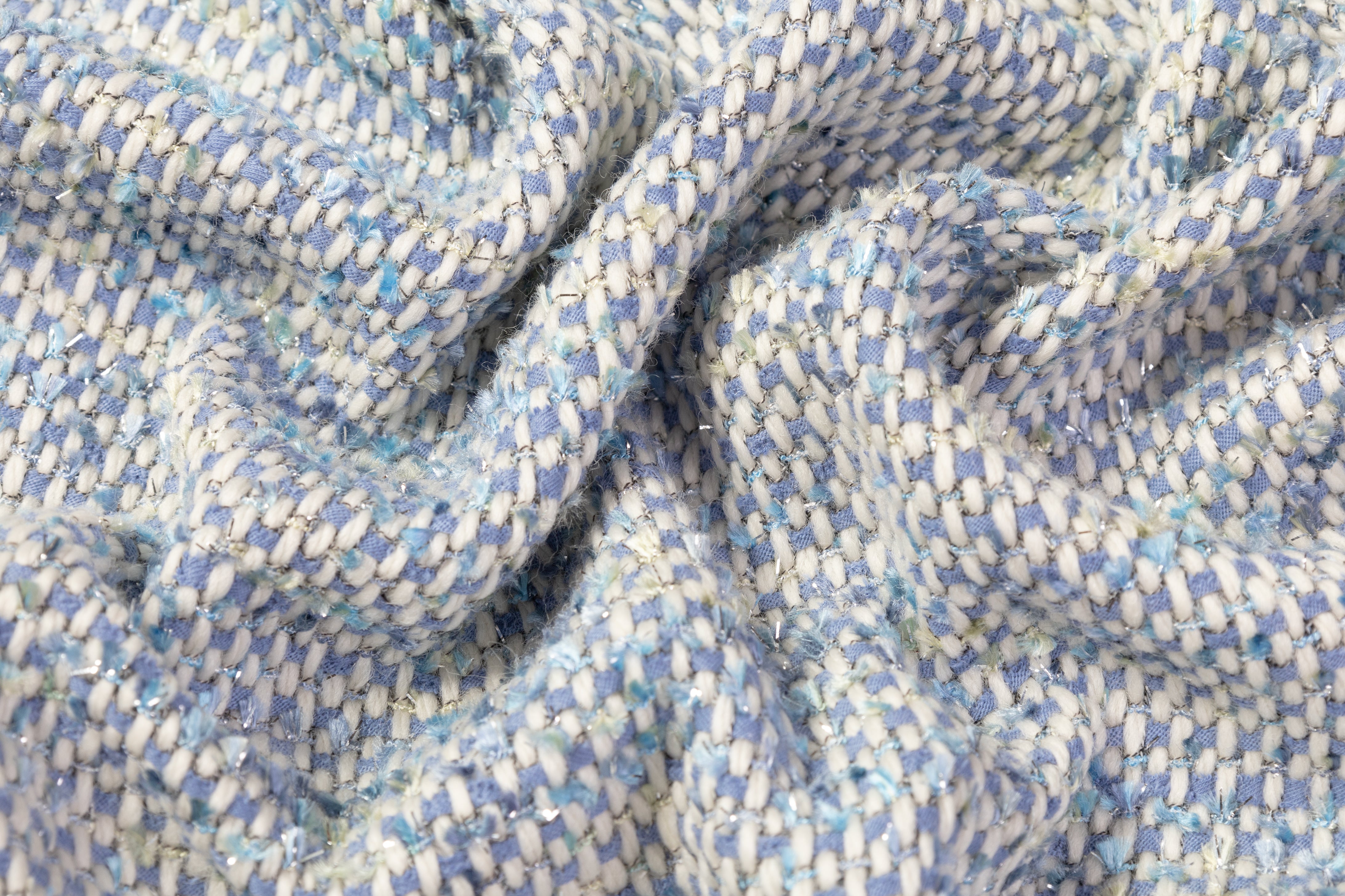 Metallic Italian Wool Blend Tweed - Periwinkle