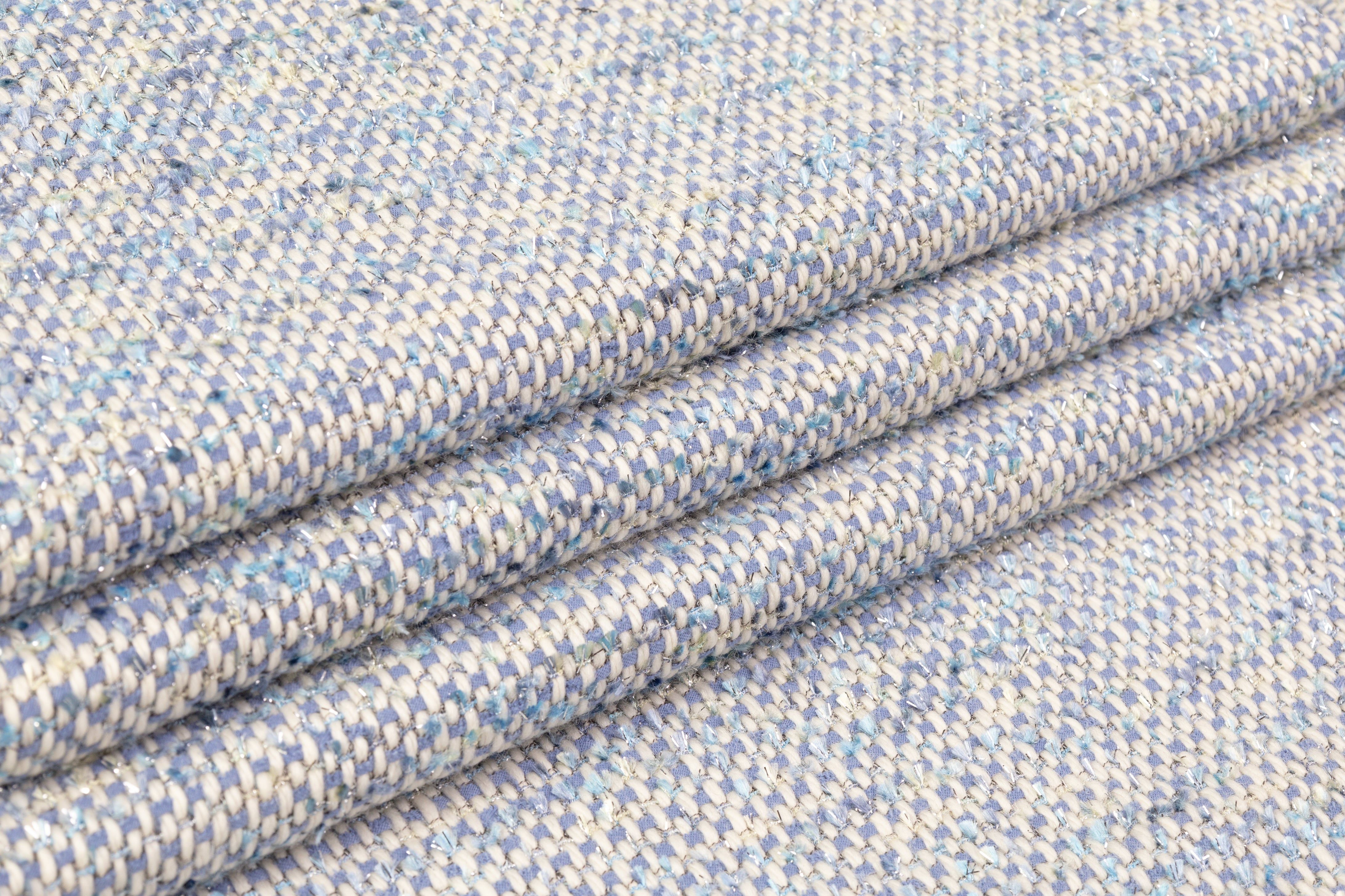 Metallic Italian Wool Blend Tweed - Periwinkle
