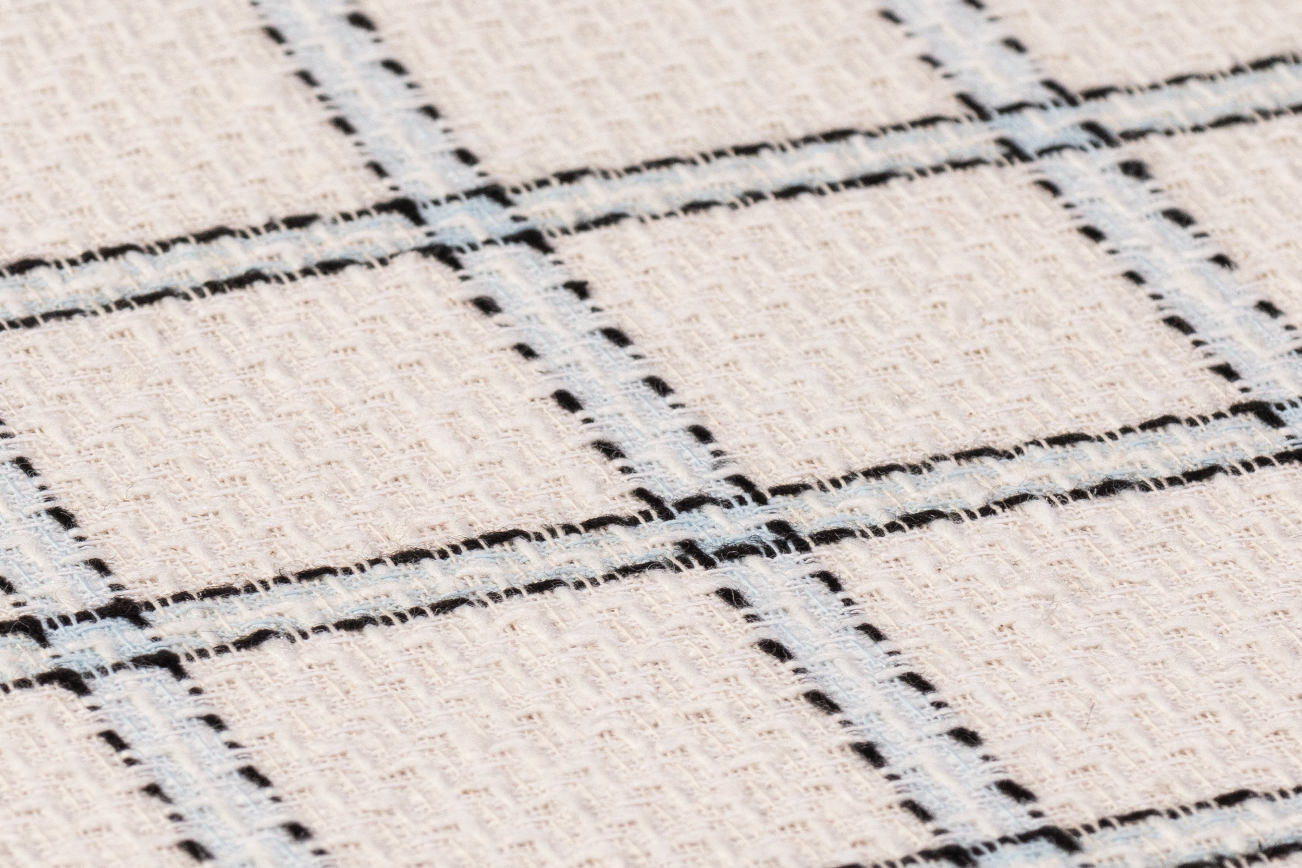 Checked Italian Cotton Tweed - Off White / Black / Blue