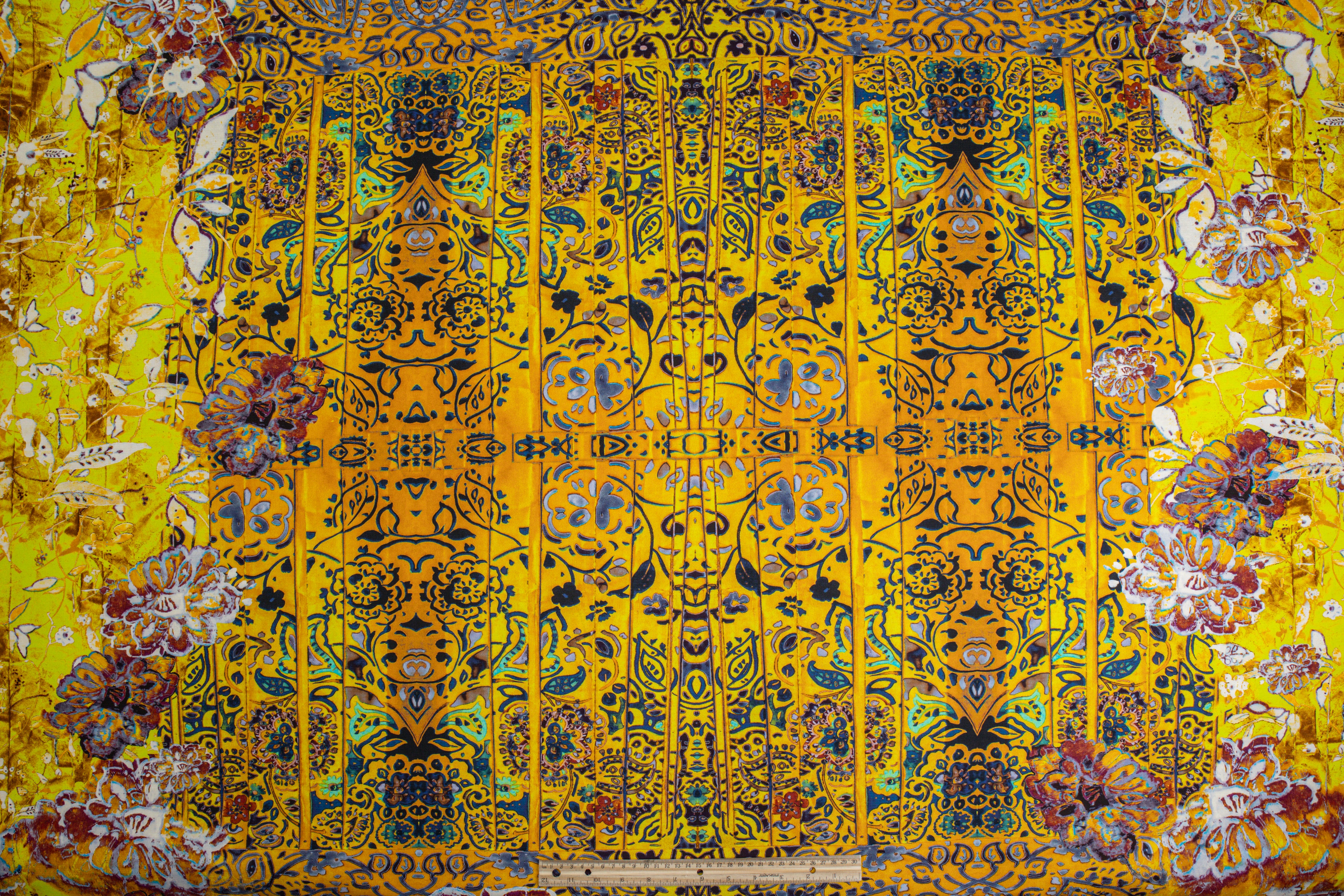 Heavy Italian Cotton Panel - Yellow / Multicolor