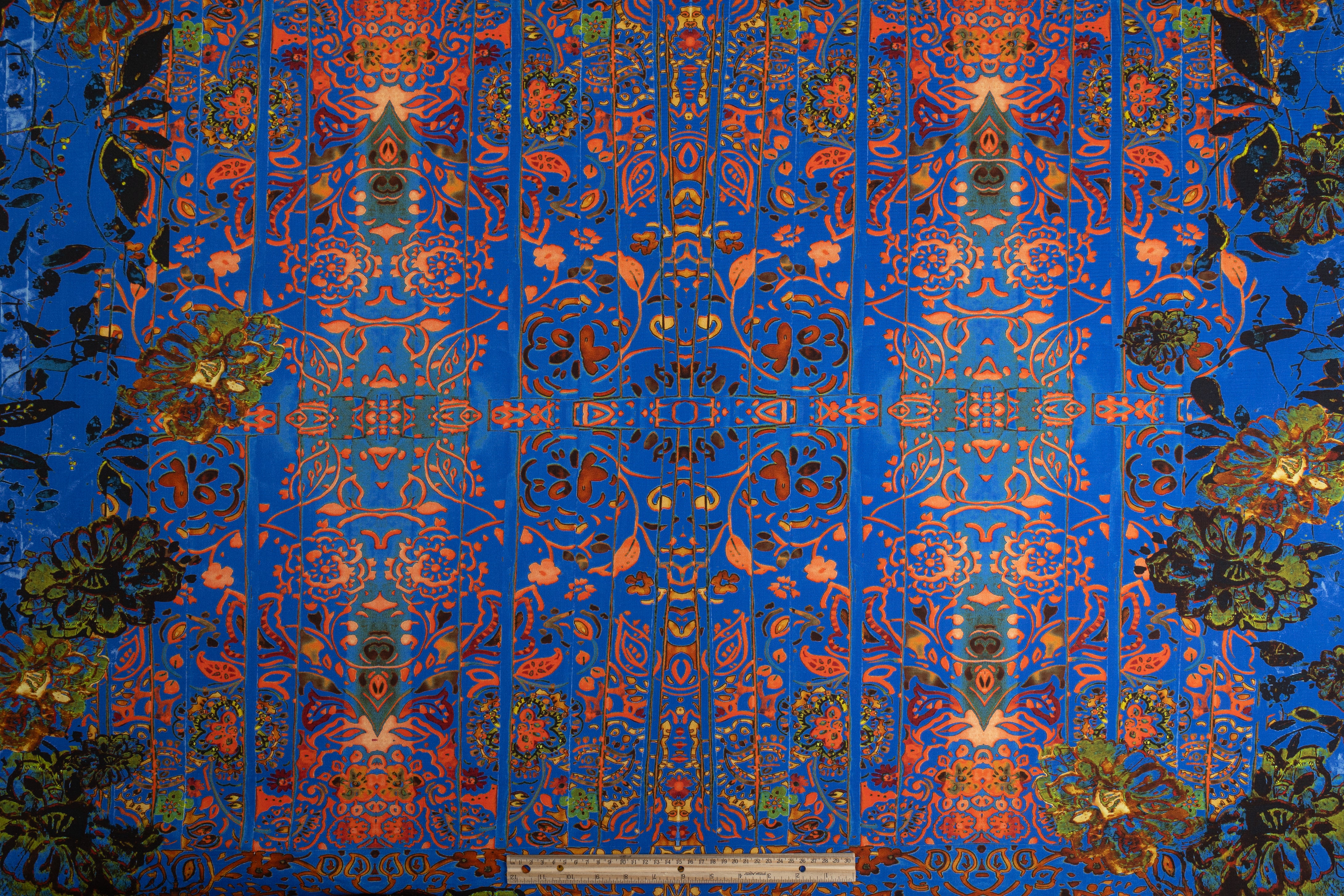 Heavy Italian Cotton Printed Panel - Blue / Multicolor