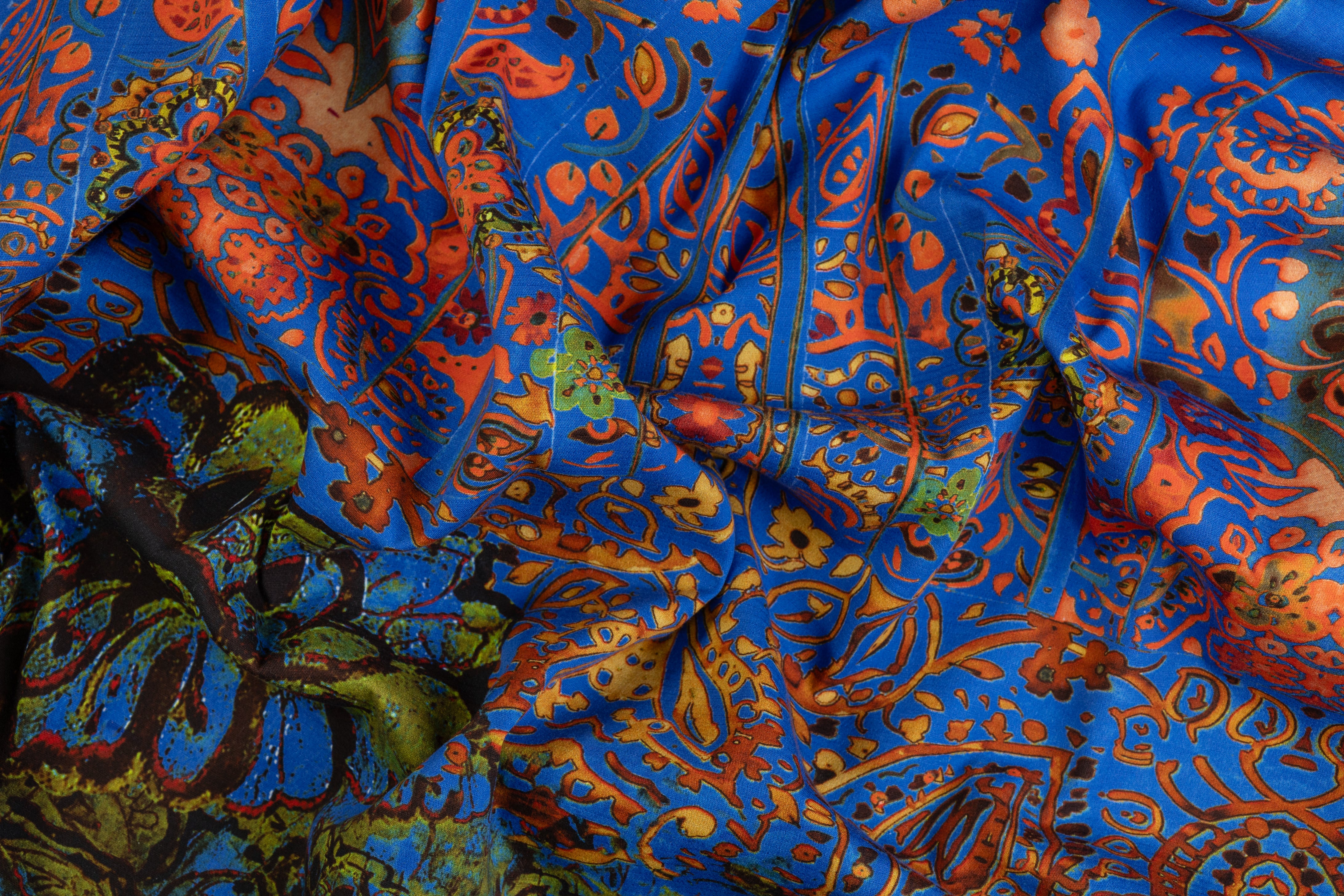 Heavy Italian Cotton Printed Panel - Blue / Multicolor