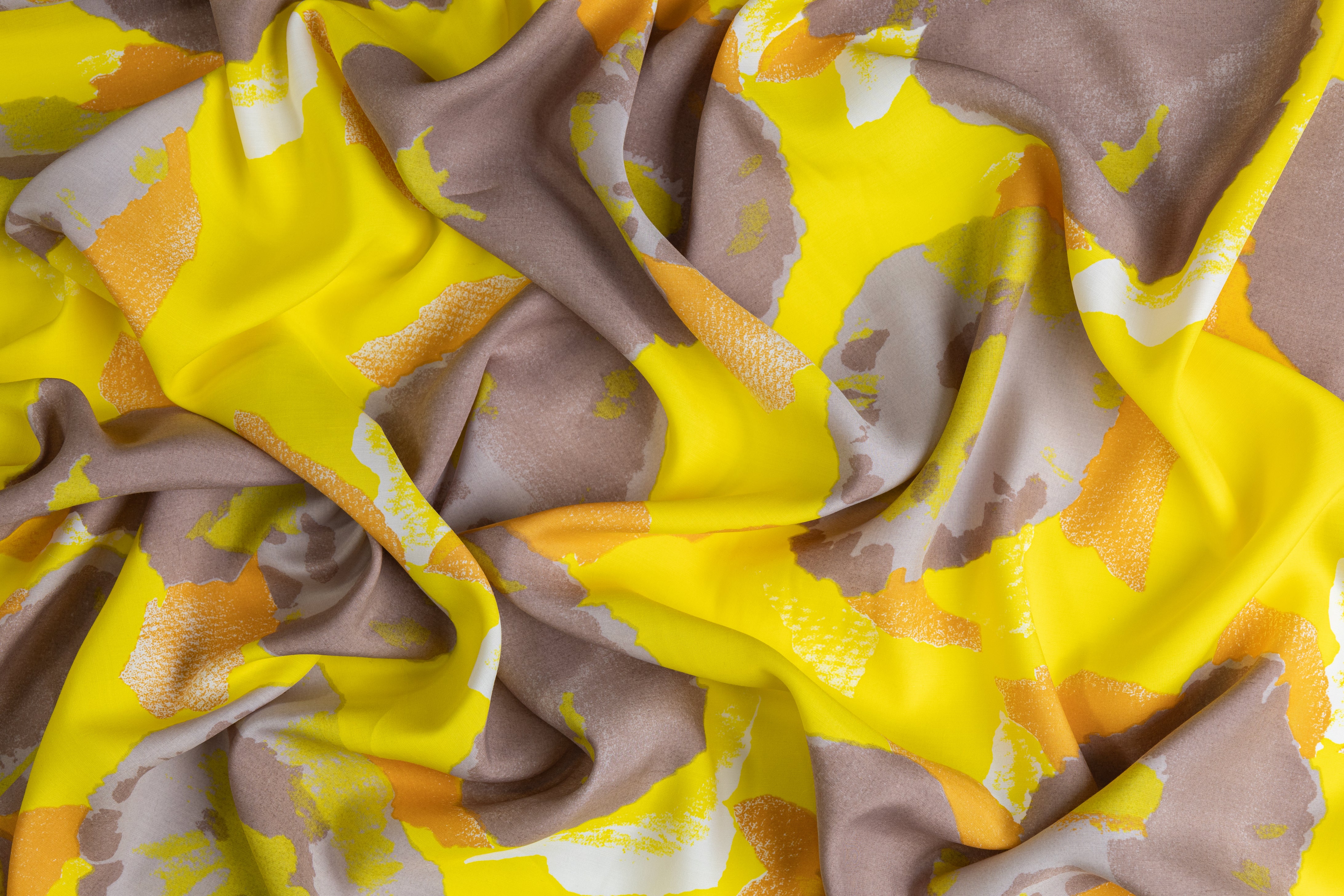 Abstract Printed Italian Viscose - Yellow