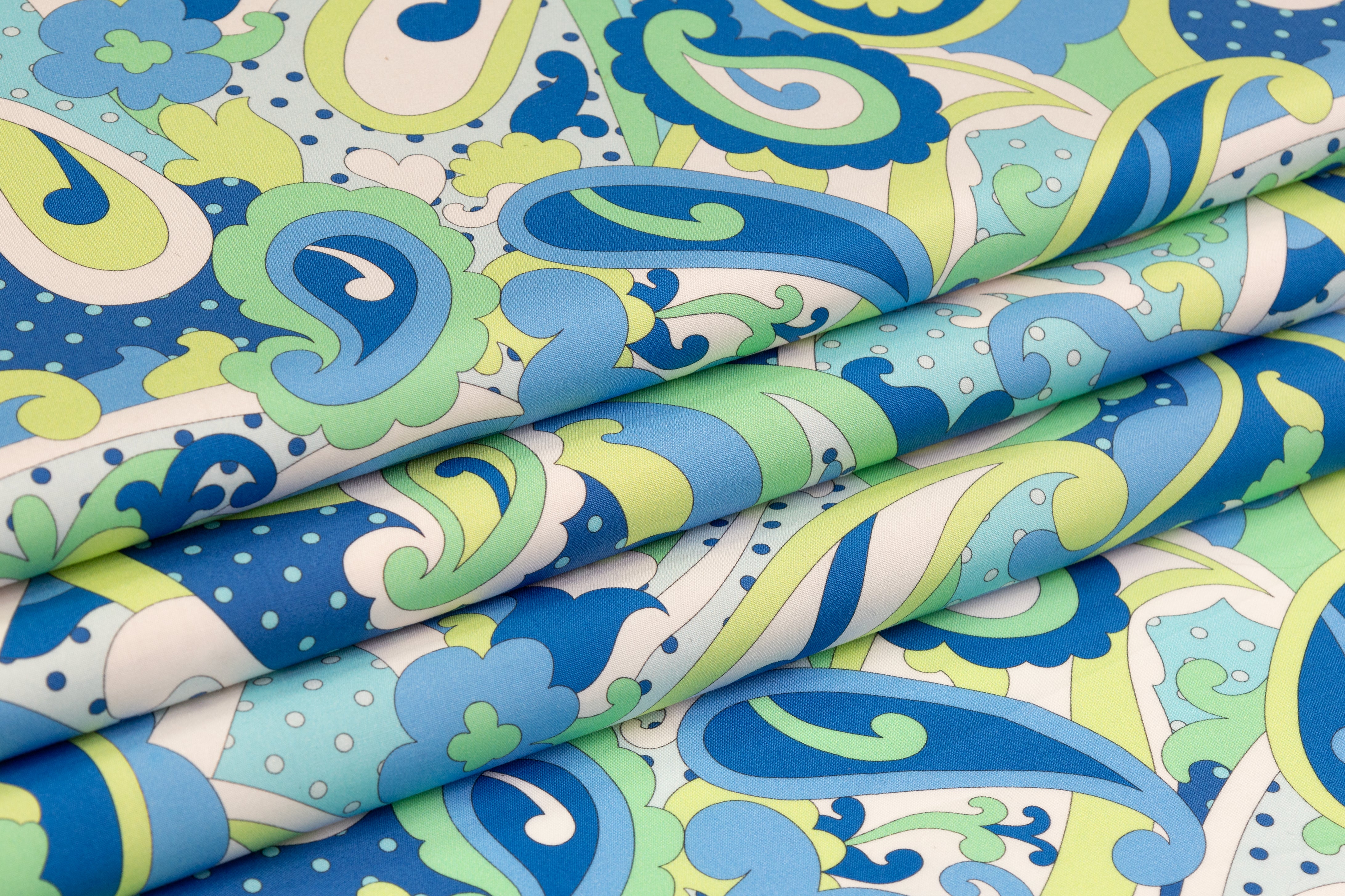 Paisley Printed Italian Cotton - Blue / Green