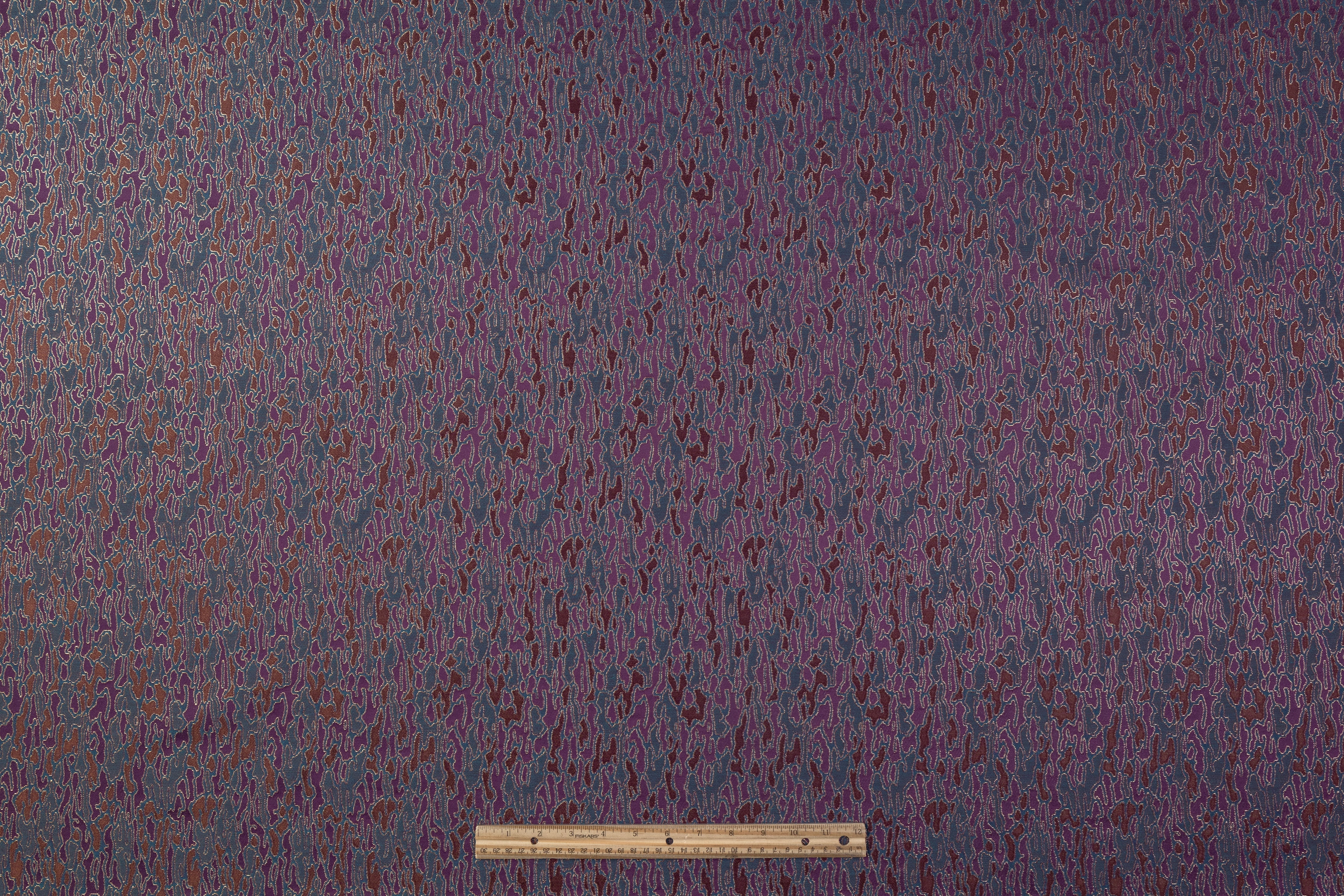 Abstract Metallic Poly Cotton Italian Brocade - Blue / Purple / Brown