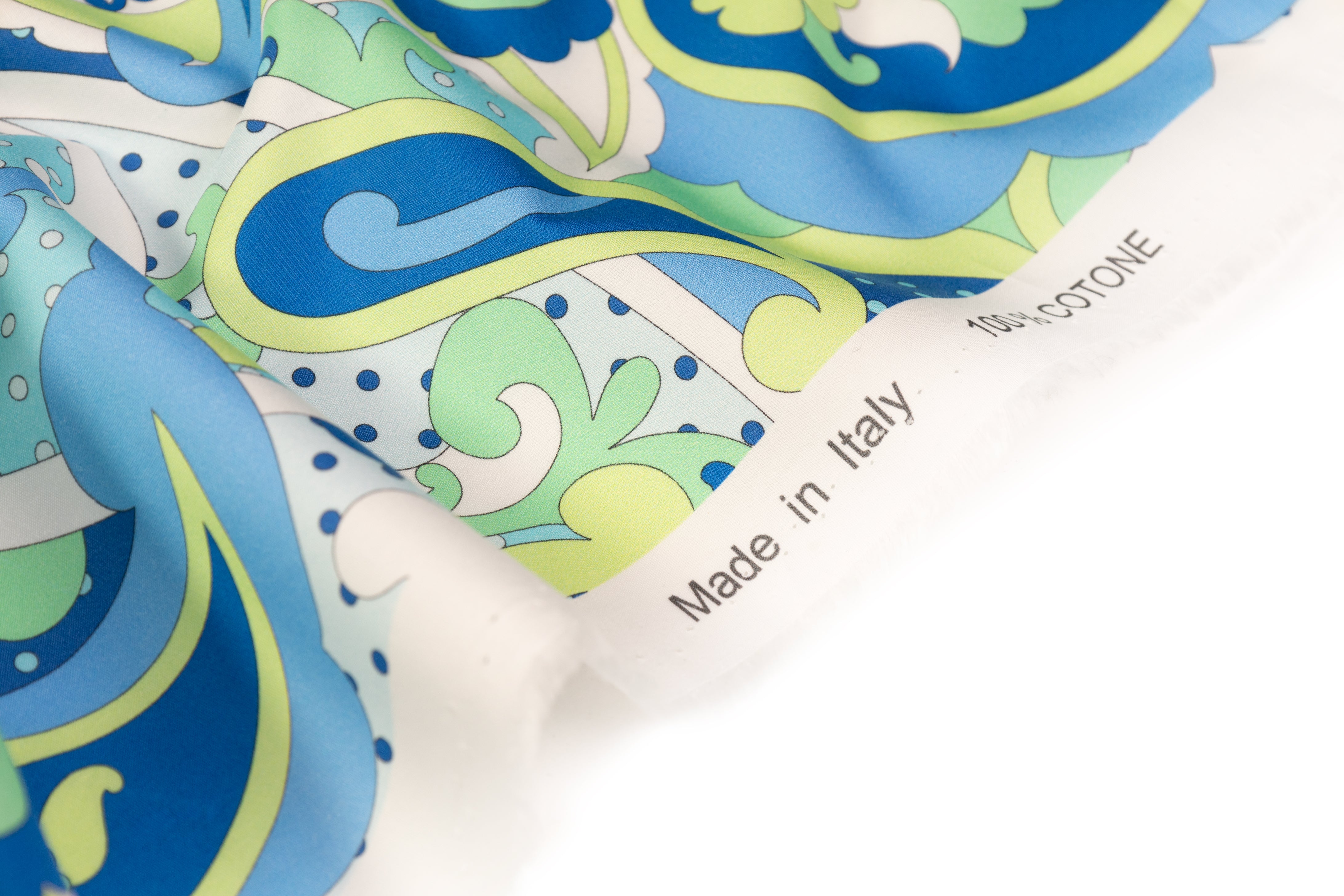 Paisley Printed Italian Cotton - Blue / Green
