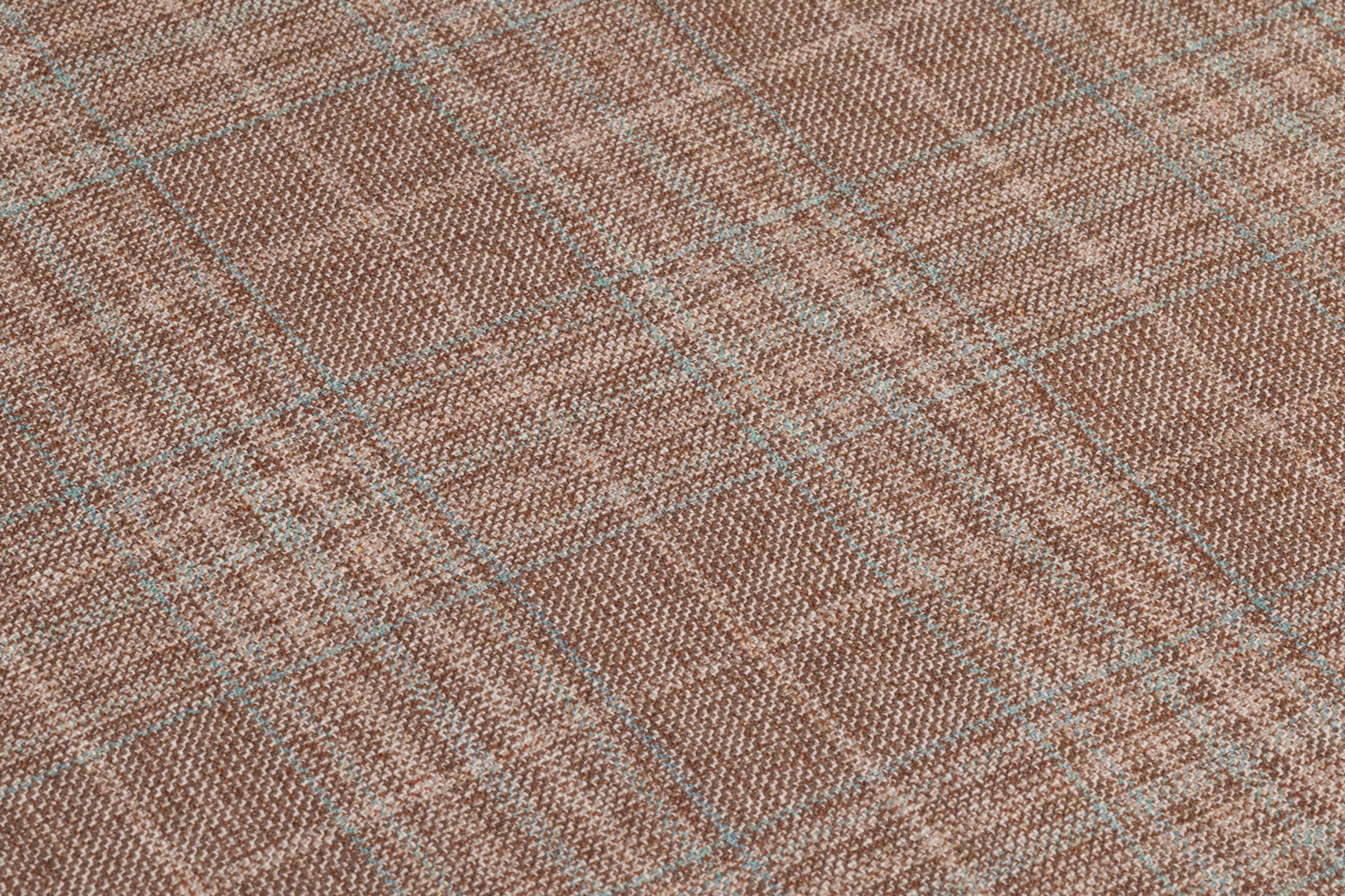 Checked Italian Wool Suiting - Taupe / Green