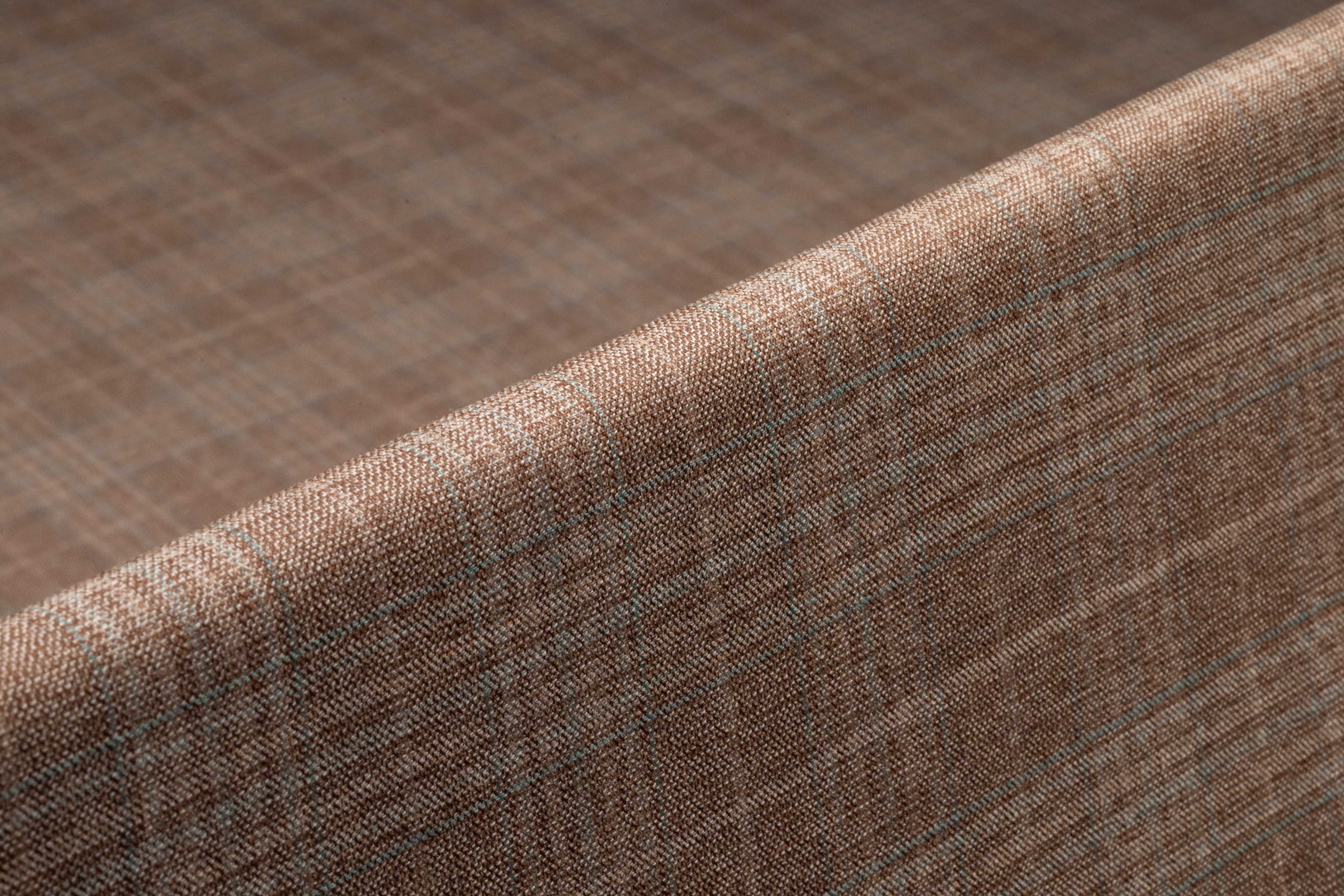 Checked Italian Wool Suiting - Taupe / Green